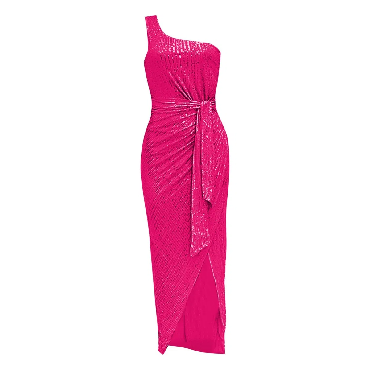 Damen-Kleid mit schulterfreiem Pailletten, ärmellos, geschlitzt, rückenfrei