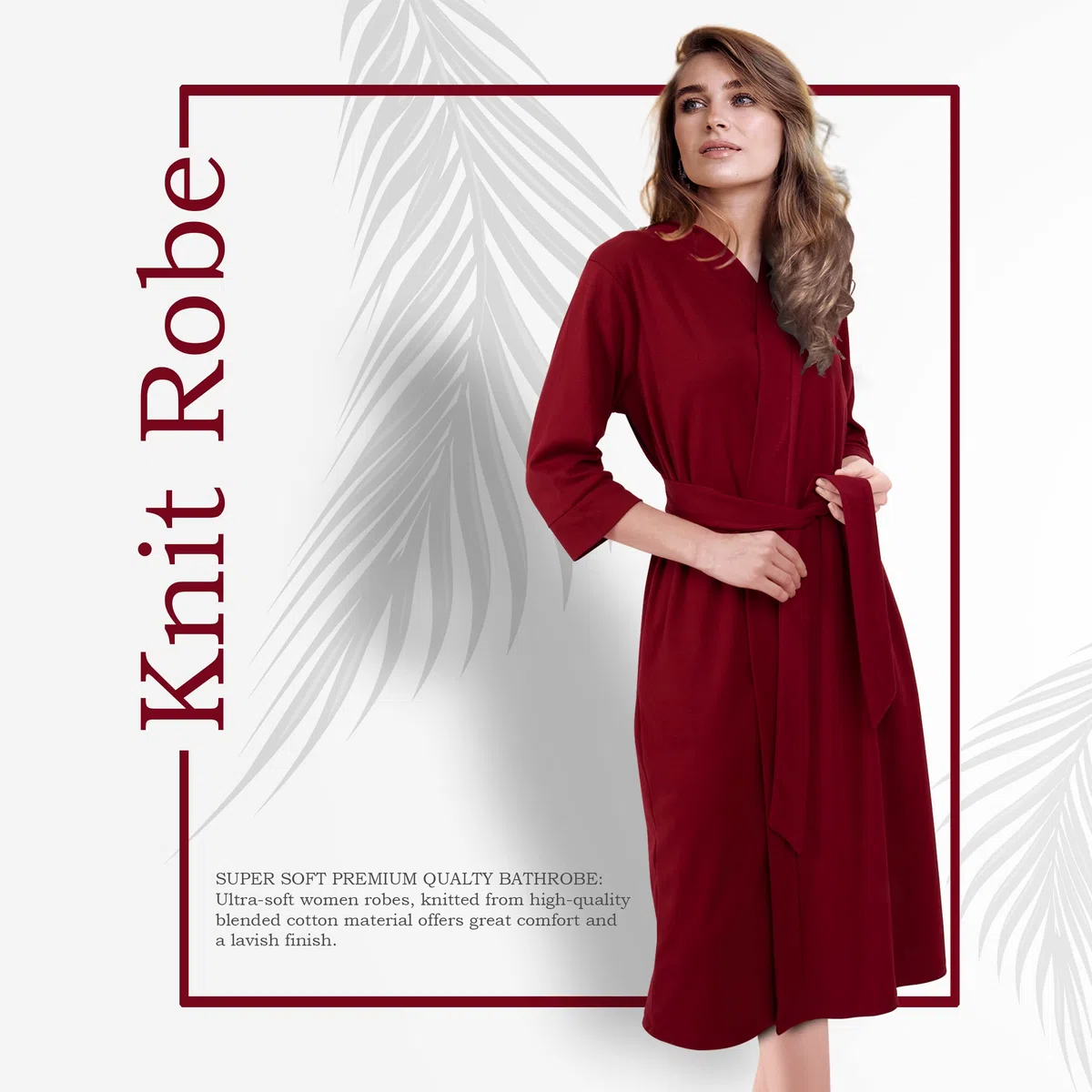 NY Threads Luxuriöser, leichter Damen-Bademantel/Frauen Morgenmantel aus weichem Poly-Baumwollstrick