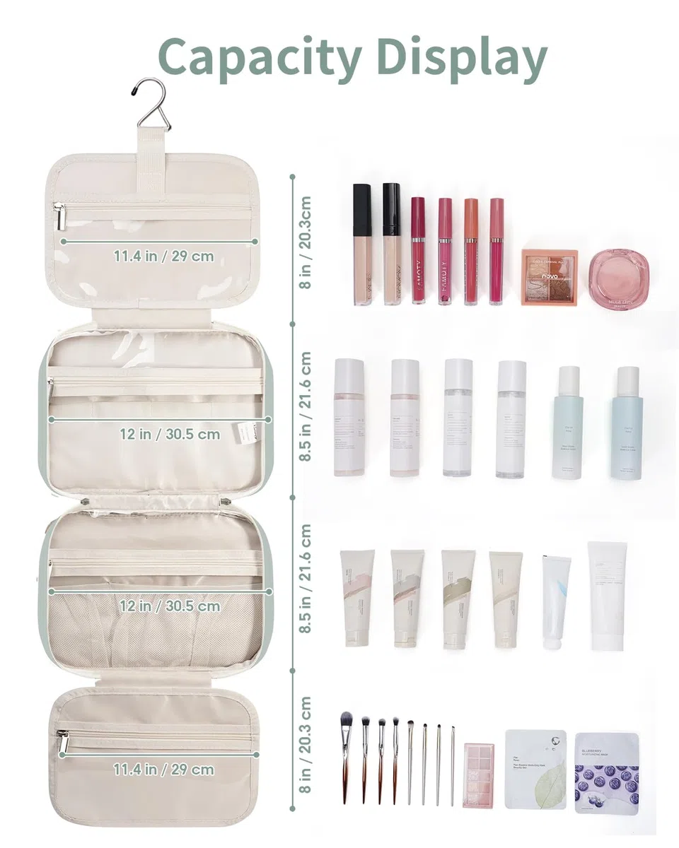 Narwey Kulturbeutel zum Aufhängen Kulturtasche Damen Waschtasche Gross Kosmetiktasche Groß Waschbeutel Kosmetik-Organizer für Damen Mädchen (Minzgrün (Groß))