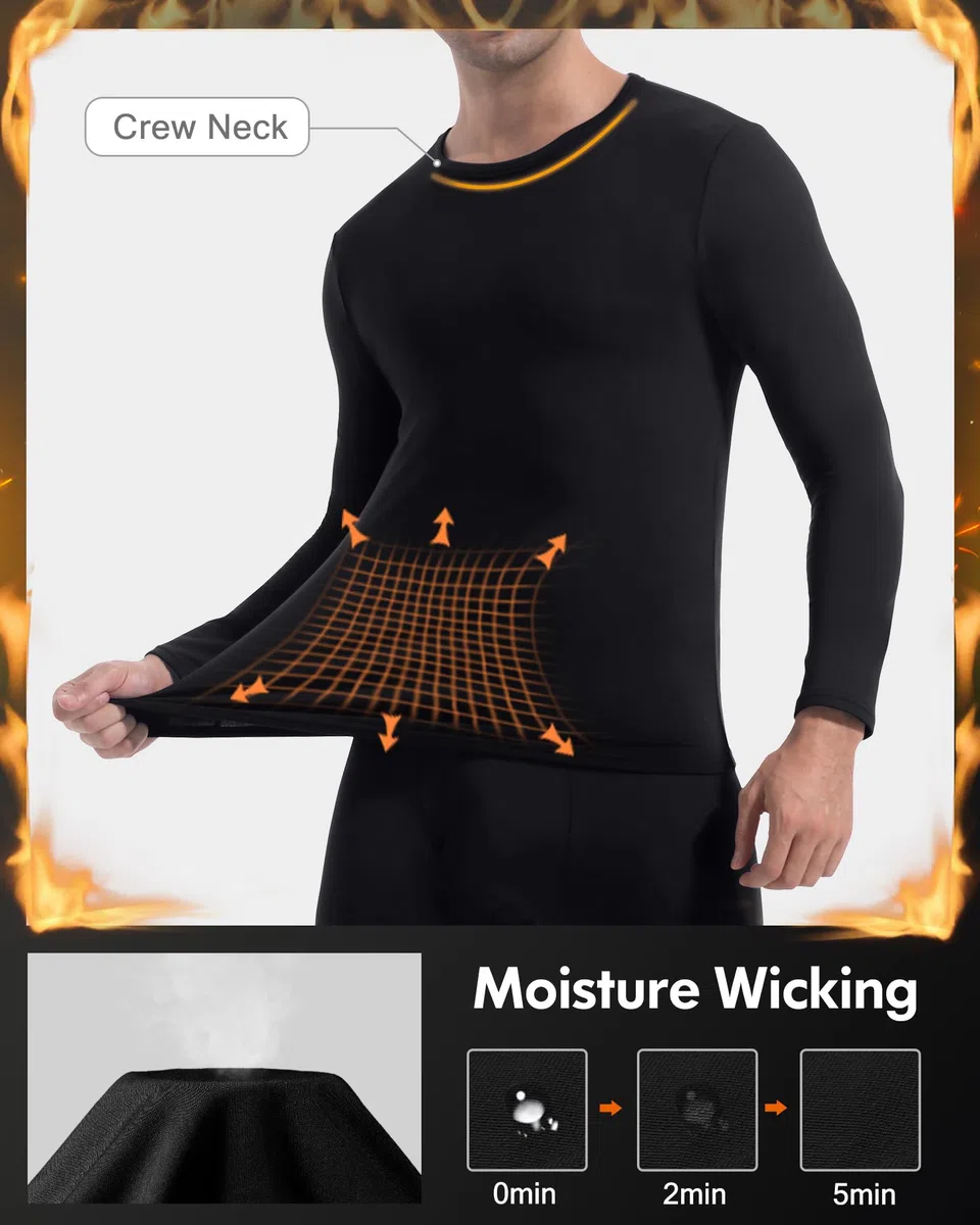CL convallaria Thermounterwäsche Unterhemd Herren Thermoshirt Langarm Innenfleece Funktionsunterwäsche Thermo Oberteil 2er/3er Pack