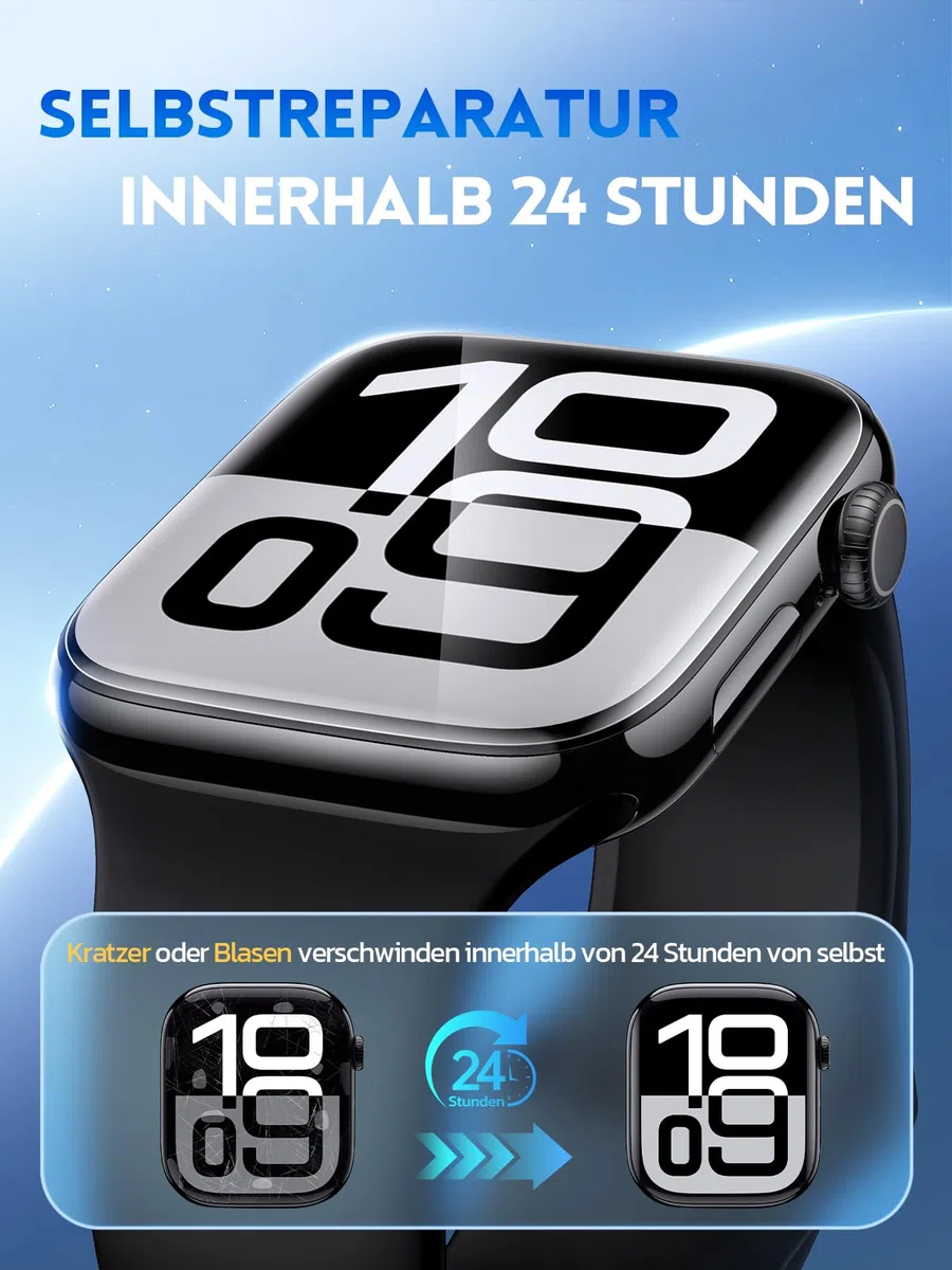 Misxi 6 Stück Flexible TPU Schutzfolie für Apple Watch Series 10/11 46mm mit Alignment Tool – Selbstheilend, Kratzfest, Blasenfrei und Ultra-HD Klarheit für iWatch