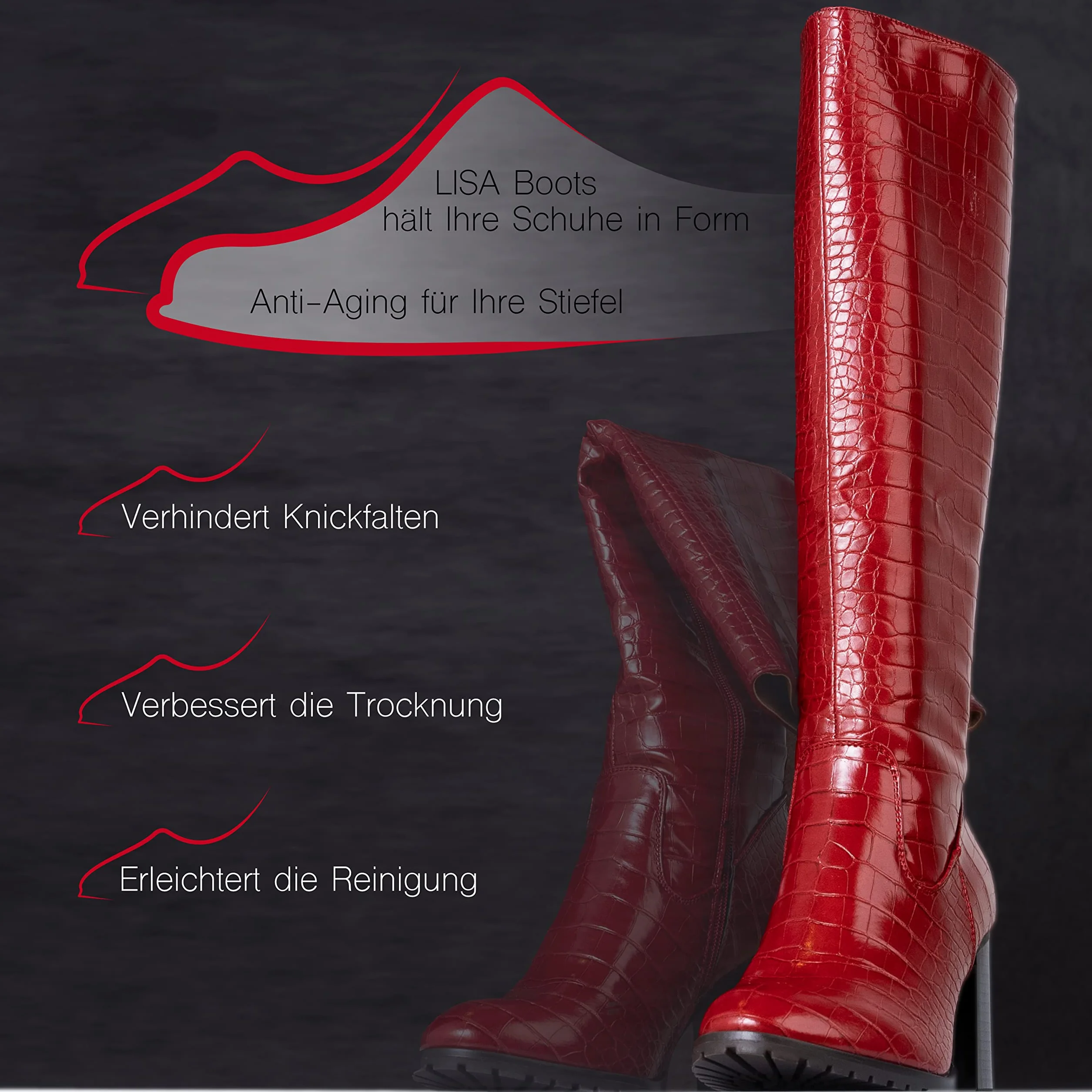 Lisa Boots Stiefelspanner 1 Paar - Stiefel-Schuhspanner für Damen - Schaftspanner hält Stiefel in Form - mit innovativer Automatik-Mechanik