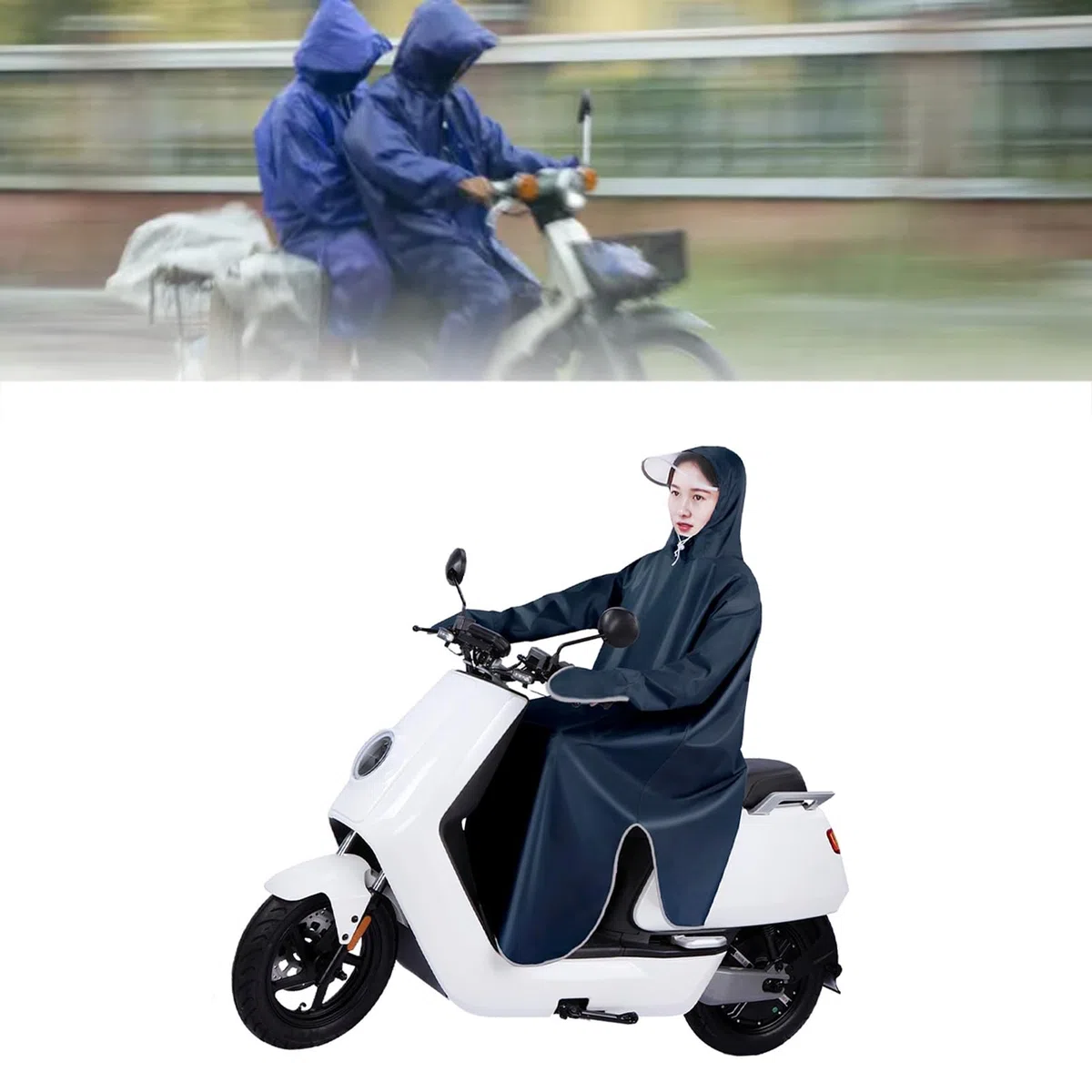 Wasserdichter Regenponcho mit Kapuze, Winddicht Schnelltrocknend Wiederverwendbarer Regenmantel aus Oxford Stoff Unisex Regencape für Fahrrad Elektromobil Camping Wandern für Damen Herren 5XL