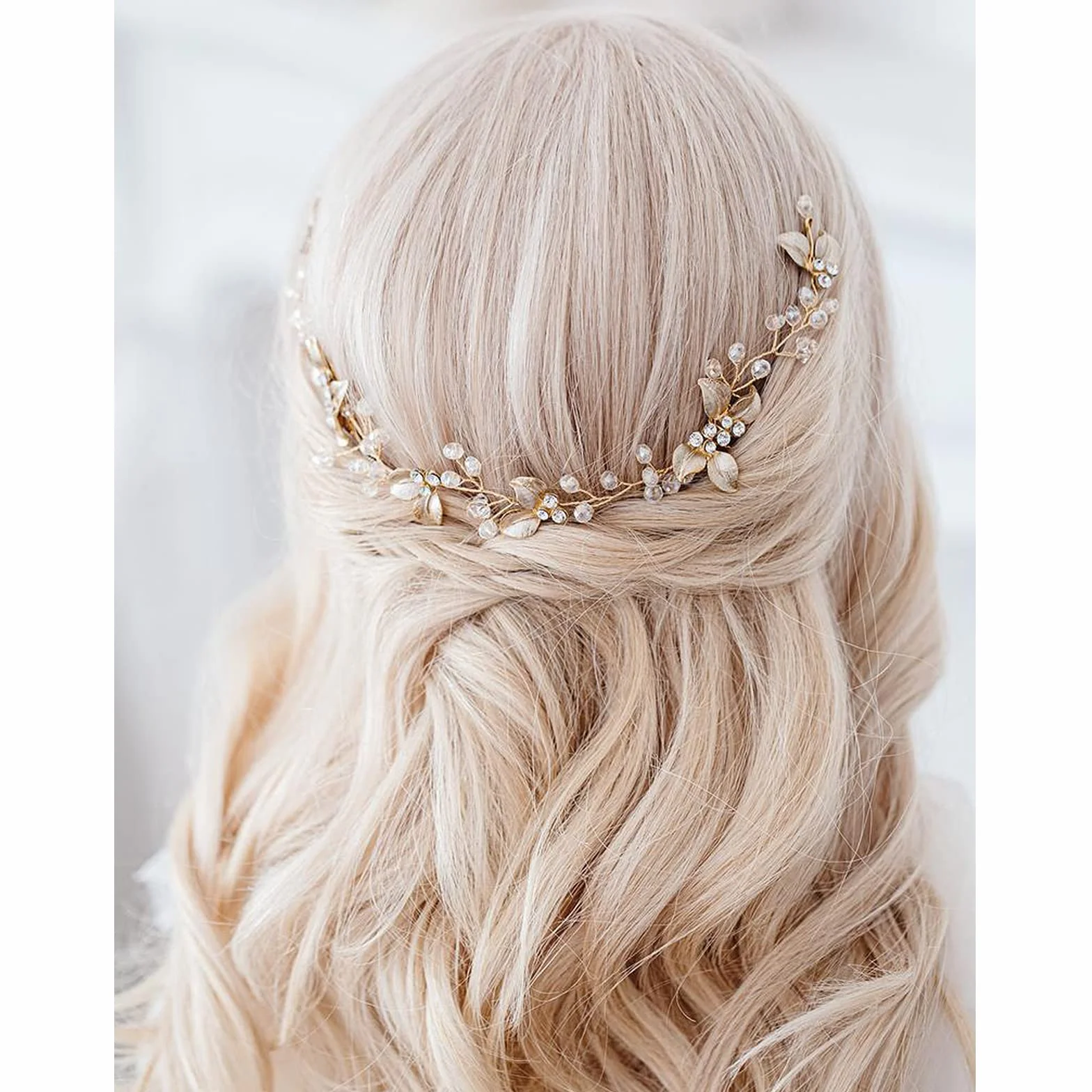 Haarschmuck Hochzeit für Bräute, Gold Blatt Perle Kristall Brautkamm Hochzeits Haarschmuck Vintage Brautschmuck Braut Haarband für Frauen und Mädchen