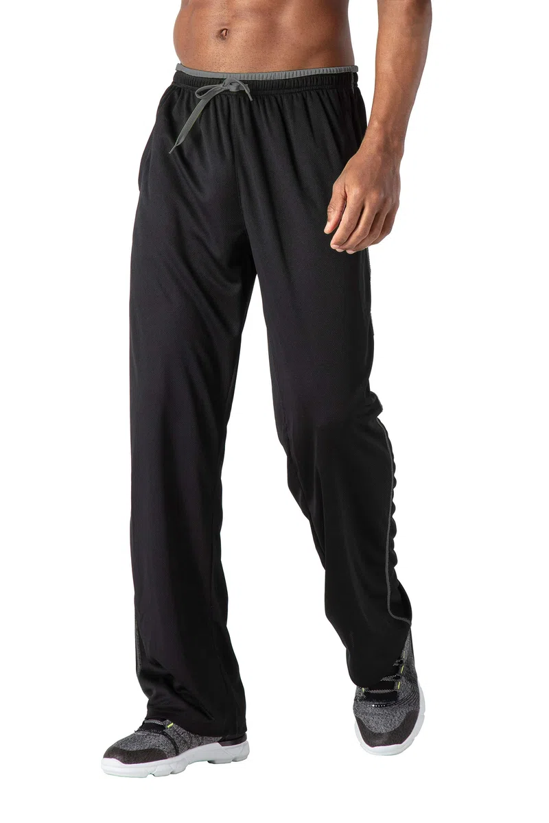 KEFITEVD Herren Leichte Jogginghose mit Zip-Taschen Offen Beinabschluss Trainingshose Meshgewebe Lange Atmungsaktiv Sporthose Weich Sweathose