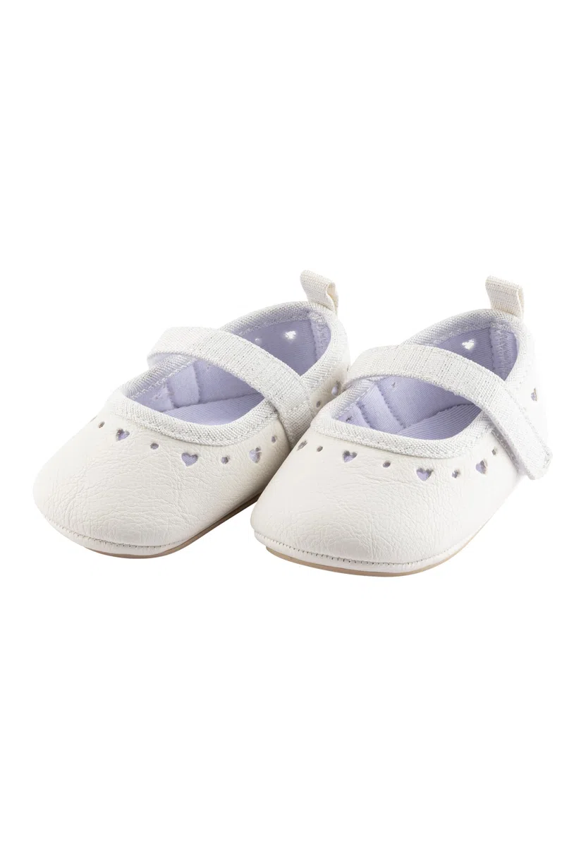 Sterntaler Baby Ballerinas Herz - Baby Schuhe aus Kunstleder mit Klettverschluss - Kleinkind Mädchen Schuh festlich mit Herzen-Tupfen-Bordüre und Rutschfester Sohle