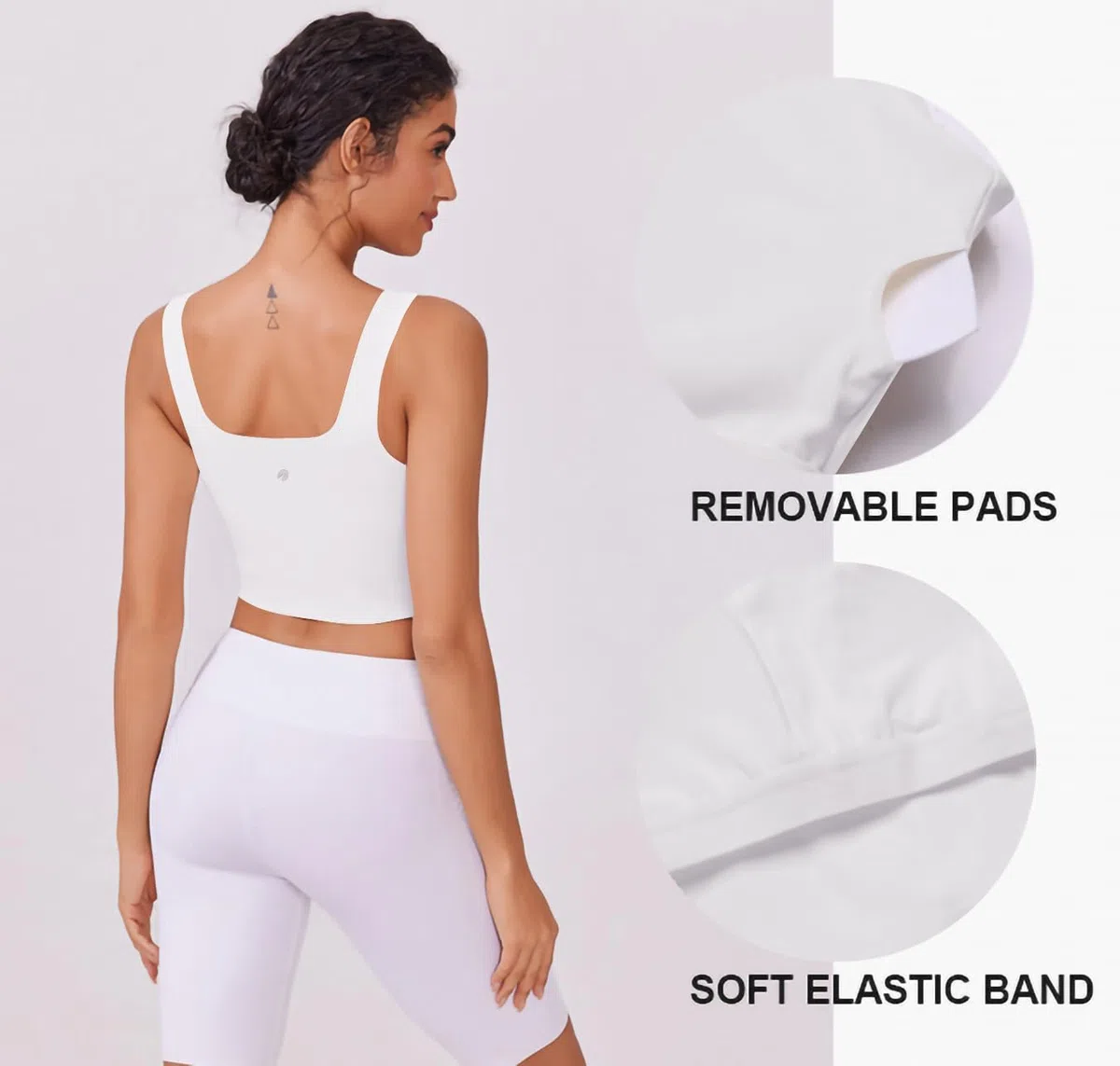 PINSPARK Sport BH Damen U-Rücken Crop Tops Gepolstert Ohne Bügel Sport Tank Top Pilates Yoga Sportbh Atmungsaktive Lauf Fitness Mittlere Intensität Sports Bra