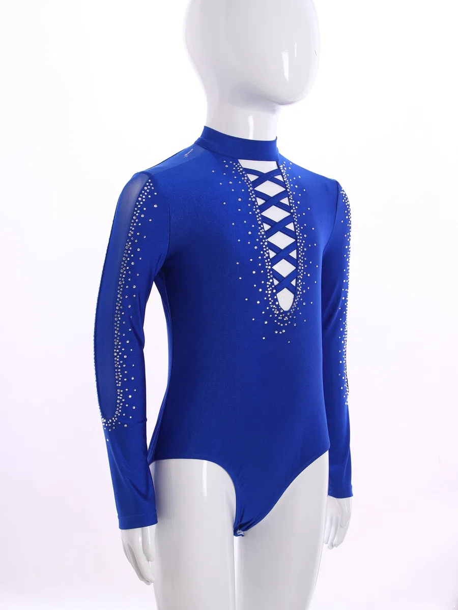 Turnanzug Jungen Ballett Trikot Langarm Strass Gymnastikanzug Tanzbody Slim Fit Hemdbody Latein Tanzkostüm
