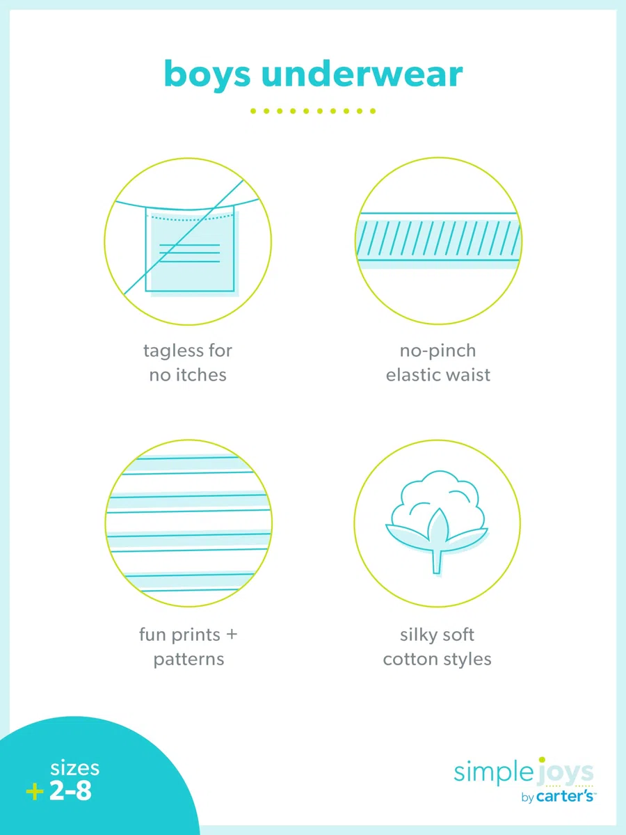 Simple Joys by Carter's Jungen 8-Pack Underwear Unterwäsche, Grau Meliert/Grün Streifen/Marineblau/Rot Feuerwehrauto, 2-3 Jahre (8er Pack)