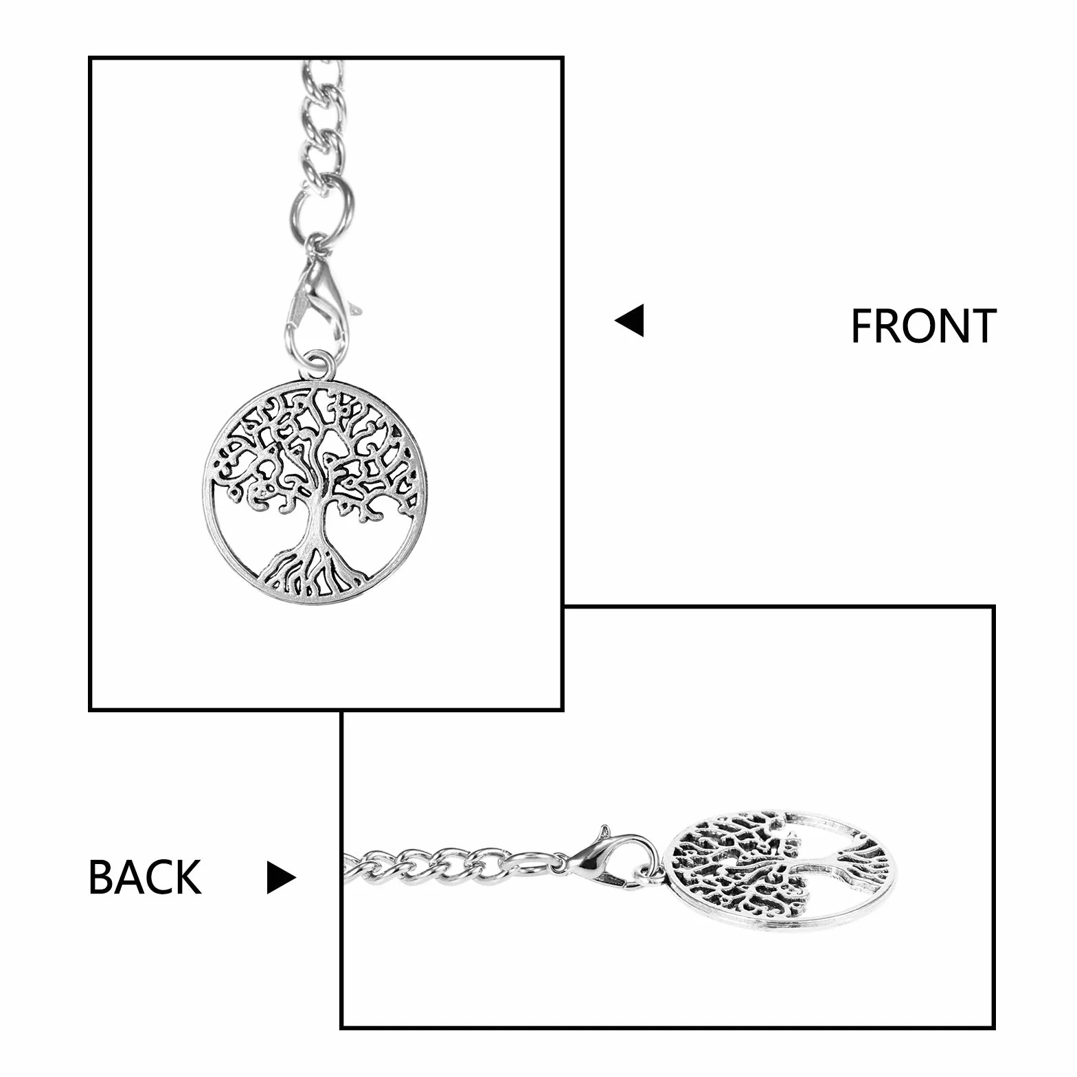 TREEWETO Taschenuhrkette mit T Bar Endstück Albert T-Bar Taschenuhr Kette mit Antiker Lebensbaum Anhänger und 2 Haken für Weste Knopfloch
