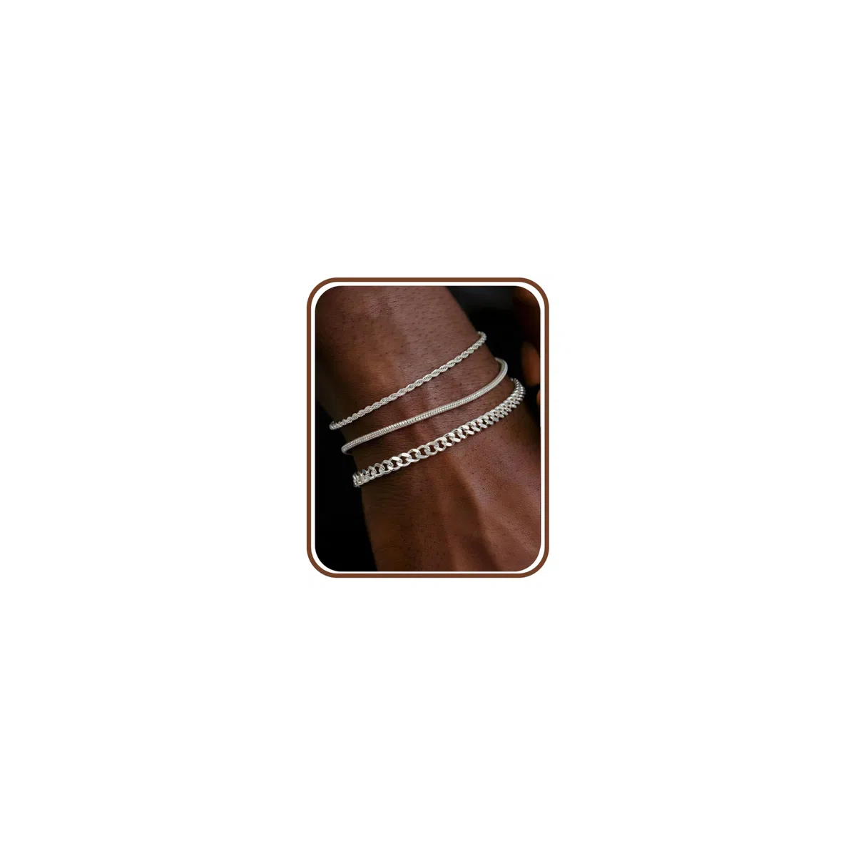 Chriscoco 3Pcs Armband Herren Silber 925 Cuban Link Twist Schlangenkette Männer Armband Armbänder Herren Schmuck Geschenke für Papa Freund Ehemann Sohn 19cm/21CM