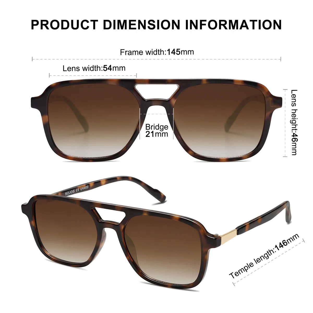 SOJOS Sonnenbrille Damen Herren Retro, Vintage Eckig Kunststoff Trendy Damen Herren Sonnenbrillen SJ2202
