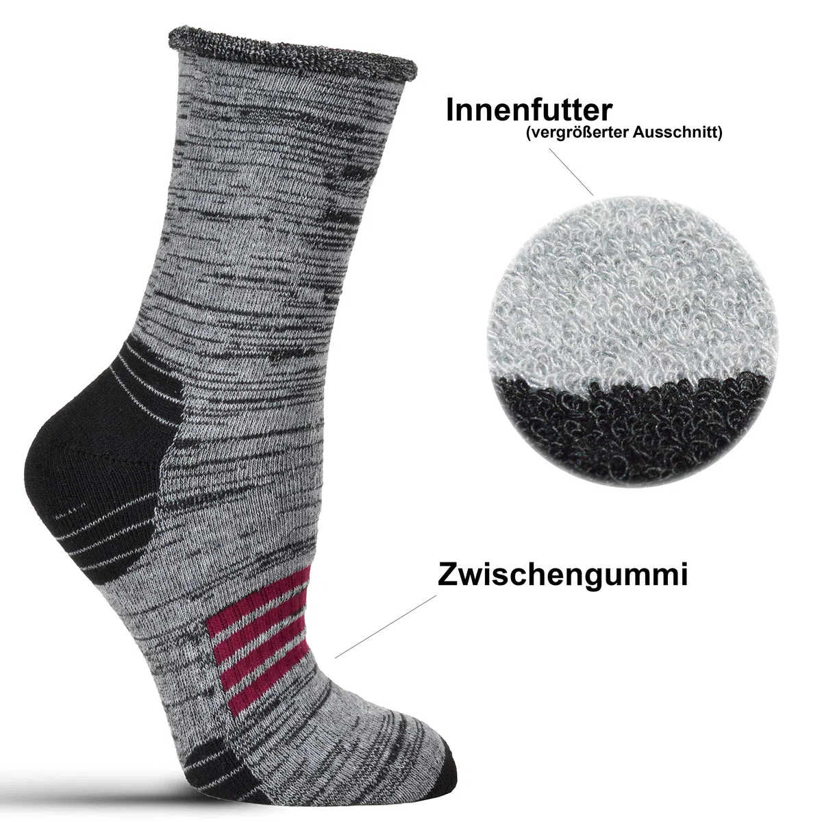 Herren Thermosocken ohne Gummi (6x Paar) Wintersocken Diabetiker Baumwolle Ski Vollfrottee Innenfutter