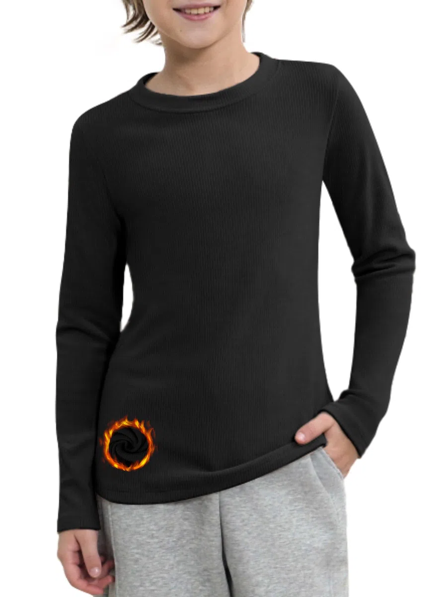 COMFREE Thermo Langarmshirts Mädchen und Jungen Langarm Warm Pullover Kinder Innenvlies T-Shirt Thermounterwäsche Oberteile Funktionsunterwäsche 6-14 Jahre