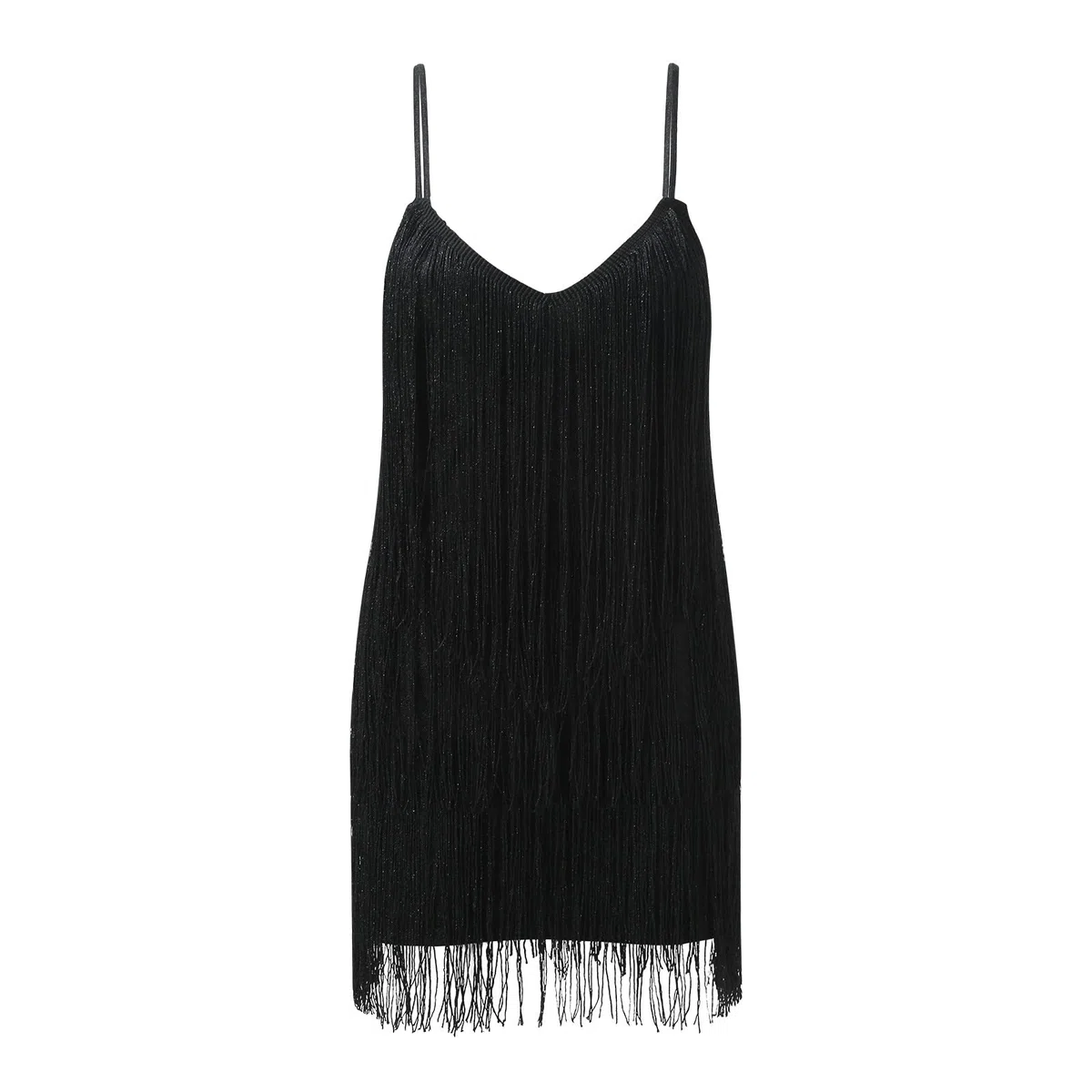 Generic 1920er Jahre Kleid Frauen Damen Vintage Retro Flapper Gatsby Glitzer Pailletten Fransenkleid 1920er Hochzeit Party Charleston Kostüm Spaghettiträger Sexy Minikleid Kurz Latein Tanzkleid
