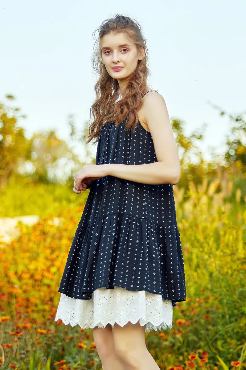 BEAUTELICATE Unterrock Damen 100% Baumwolle Vintage Petticoat Unterrock Lang Kurz Halbrock mit Spitze Stickerei für Dirndl 50er Jahre Rock Ivory Schwarz 55cm