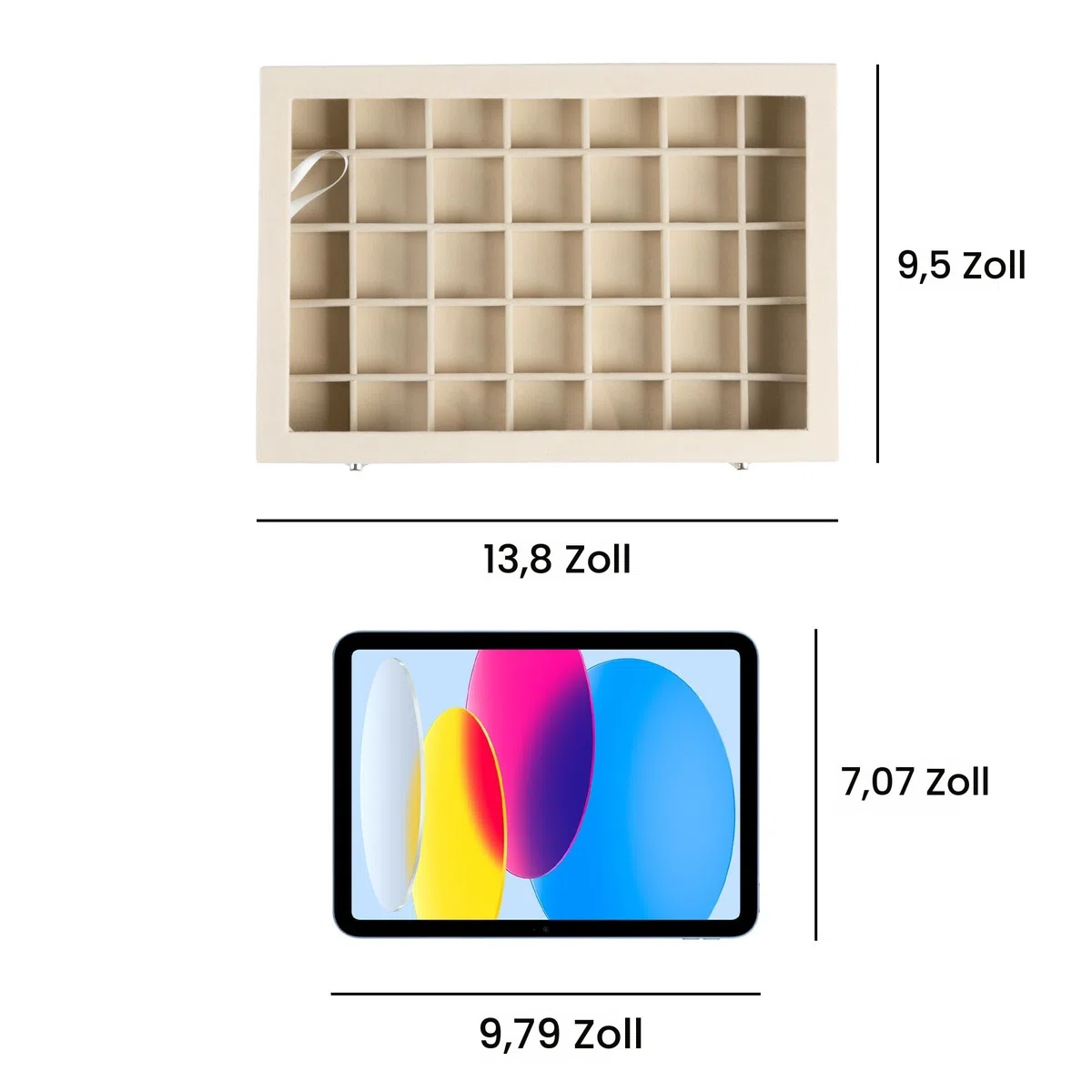 Frebeauty Samt Schmucktablett 35 Gitter Schmuck Organizer mit durchsichtigem Deckel Transparenter Ohrring Organizer Halter Fall für Ringe Ohrstecker Geschenk für Frauen Mädchen (Beige 35 Gitter)