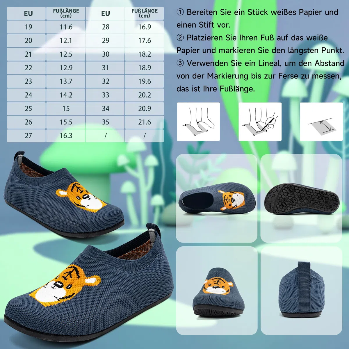 KOWAYI Barfuß Hausschuhe Kinder Jungen, Mädchen Weiche Barfussschuhe, Leichte Badeschuhe, Süße Baby Lauflernschuhe-LH-SHLAN-25