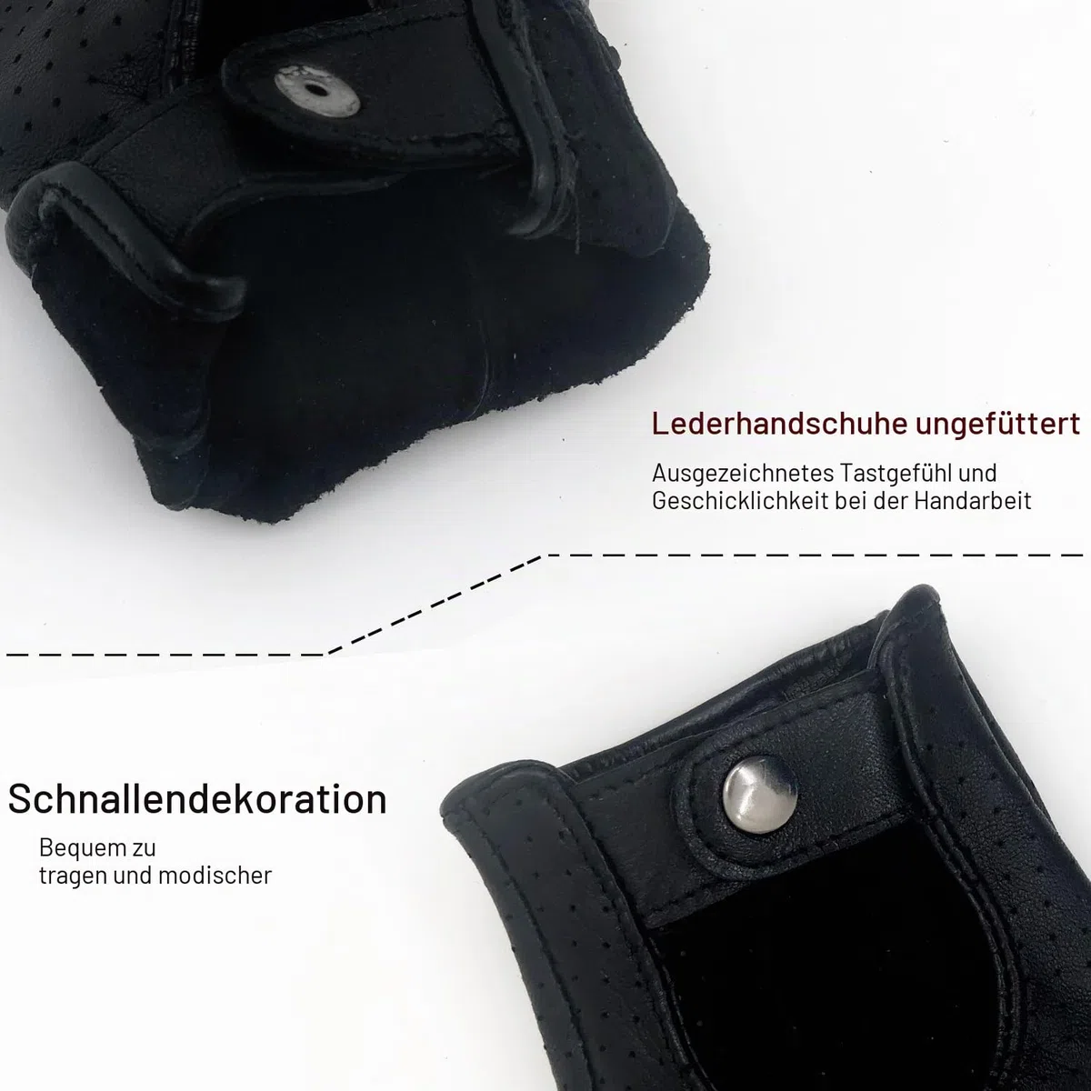 Herren-Lederhandschuhe Vollmaschige Fingerlose Halbfinger-Fahrhandschuhe