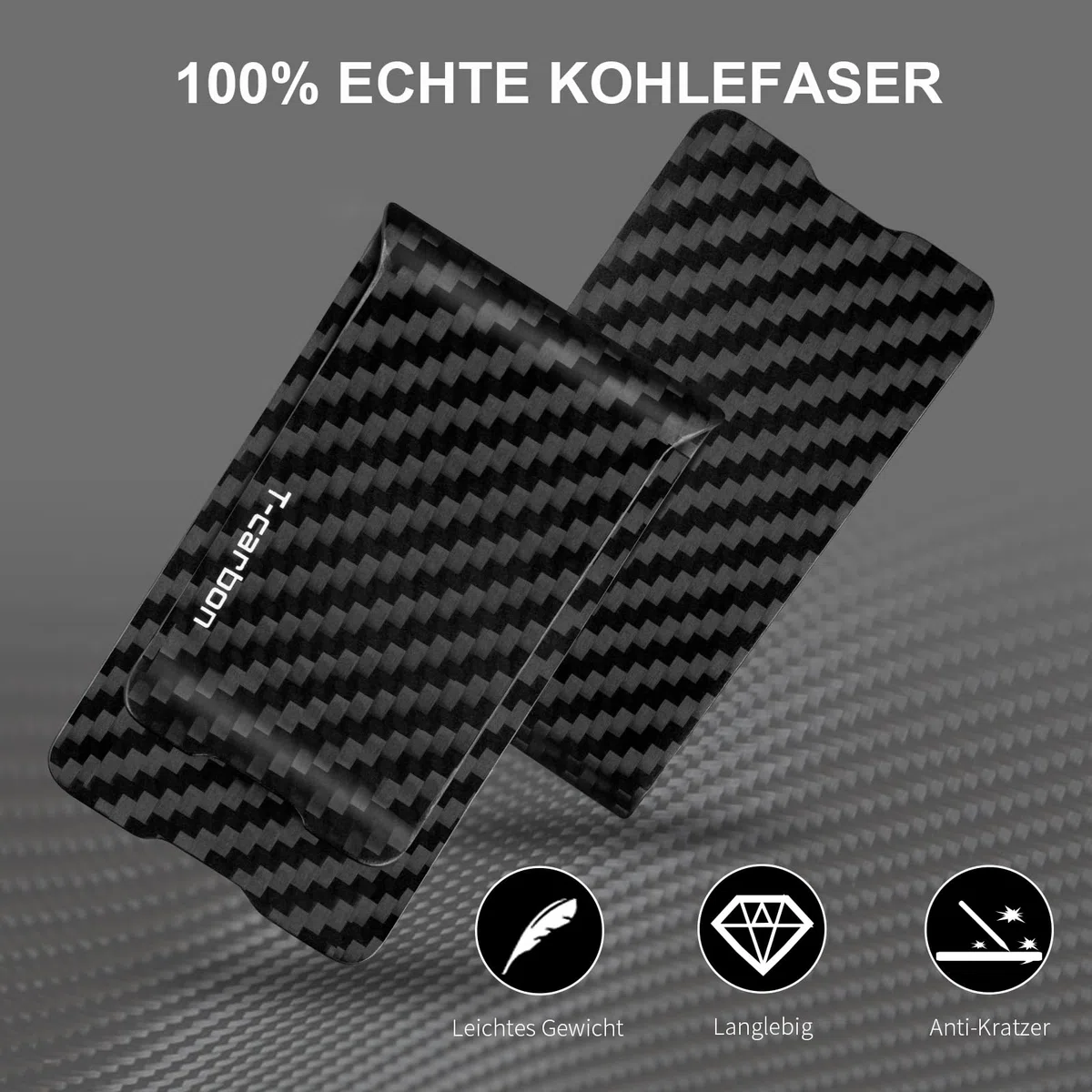 T-carbon Kohlefaser Mattes Geldklammer angenehm zu berühren Geldklammer für Männer Geldklammer für geldscheine Money Clip Schwarz