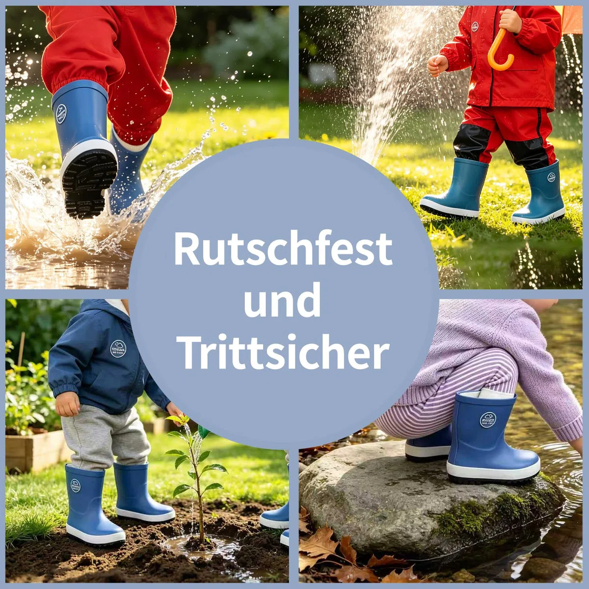Kinder Gummistiefel für Jungen & Mädchen, Wasserdichte Matschstiefel mit Profilsohle, Leichte Regenstiefel für Kindergarten & Garten Leichte und flexible Regenstiefel Kinder, Größen 23-34