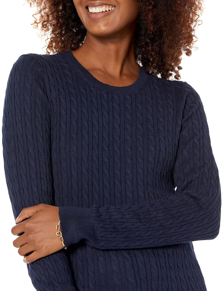 Amazon Essentials Damen Leichter Langarmpullover Mit Zopfmuster
