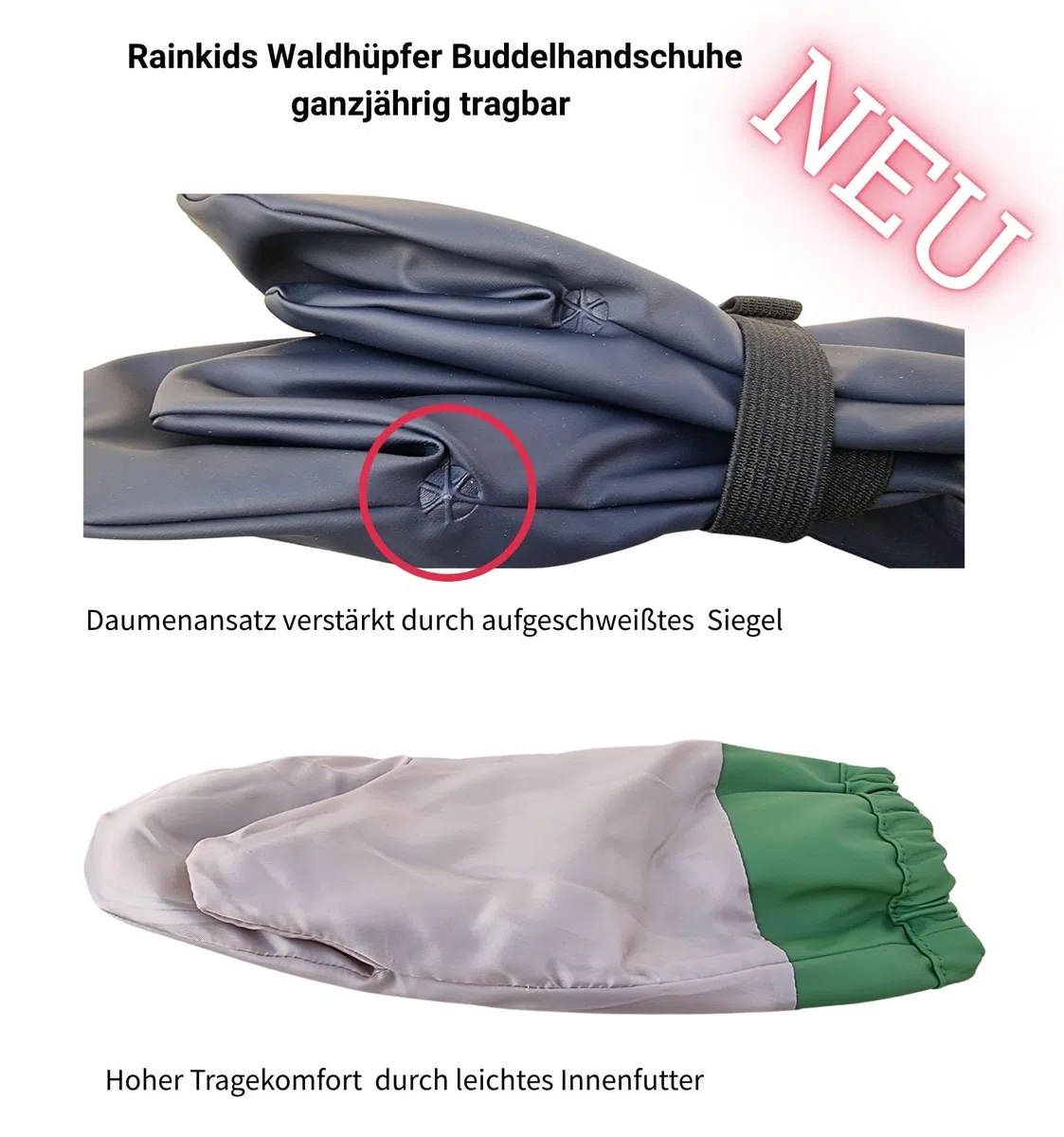 Rainkids Kinder Matschhandschuhe leicht gefüttert Buddelhandschuhe wasserdicht