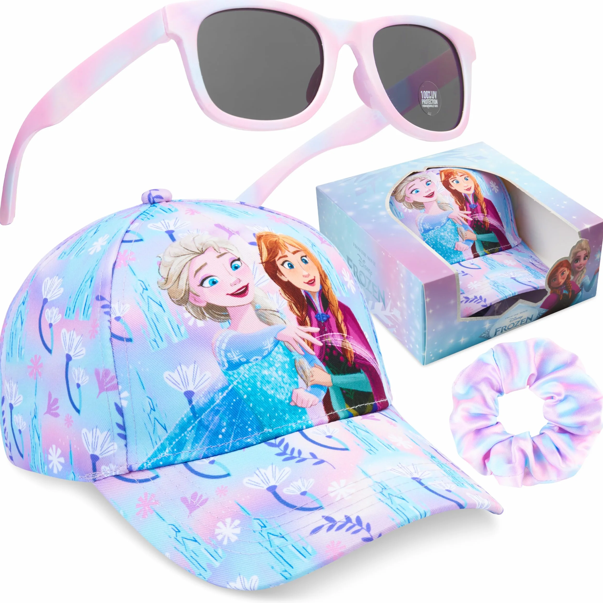 Paw Patrol | Frozen | Disney Prinzessinnen | Minnie Mouse | Sesamstraße Mädchen Basecap und Sonnenbrille & Haargummi Set, Sommer Geschenke für Mädchen