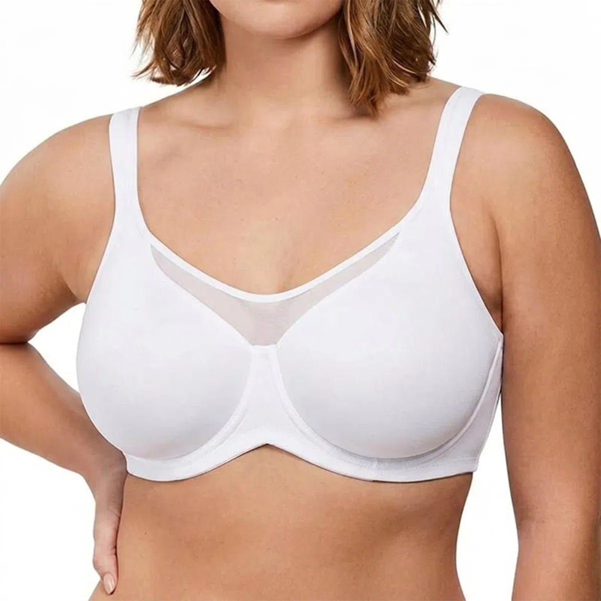 Elegante, halbtransparente Minimizer-BHS mit voller Abdeckung für große Größen – ungefütterter, kühlender Komfort-Minimizer-BH für große Oberweiten