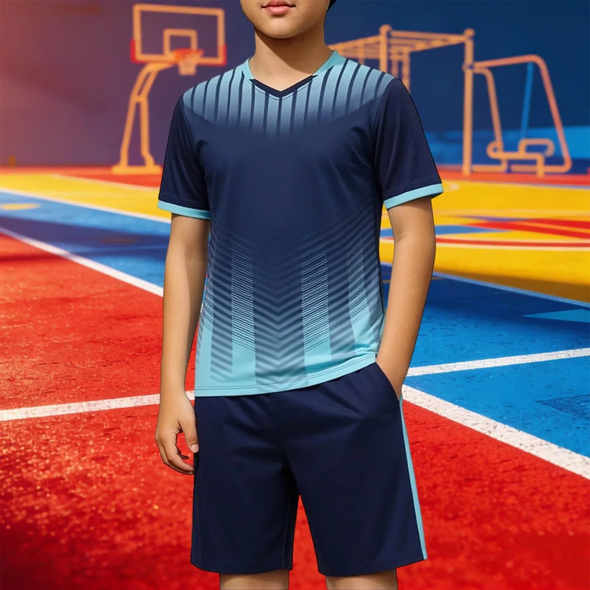 XINYUNZU Trainingsanzug Jungen Jogginganzug Schnelltrocknend Sportanzug Kurz T-Shirt Und Shorts Set Sportkleidung Sport Tshirt + Kurze Hose Tracksuit Sommer Activewear für Kinder und Teenager
