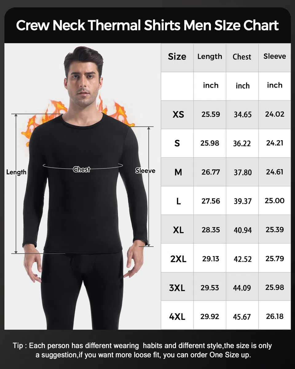 CL convallaria Thermounterwäsche Unterhemd Herren Thermoshirt Langarm Innenfleece Funktionsunterwäsche Thermo Oberteil 2er/3er Pack
