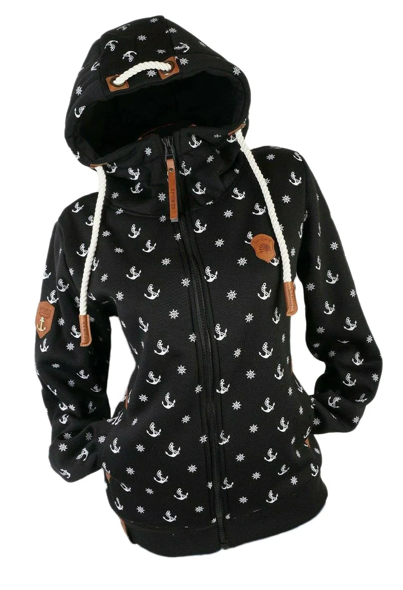 VIN TE Damen Sweat Jacke Kapuze Hoodie Fleece Übergangsjacke Anker Sterne Steuerrad S M L XL 2XL 3XL 4XL 5XL 6XL 7XL