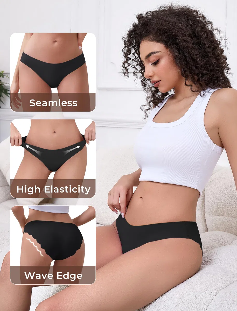 VOENXE Unterhosen Damen Nahtlos,Seamless Slips UnterwäSche Frauen,Bikini Unterhose Ohne Naht,Unsichtbar Women's Underwear No Show,Invisible Hipster Mehrpack,Sport Panties Stretch Bequeme,5er Pack Set