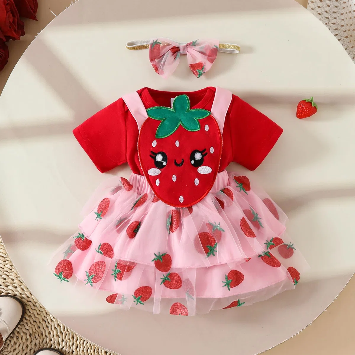 Baby Mädchen Kleidung für Neugeborene gerüschte Oberteile Sonnenblumen Hosenträgerröcke mit Stirnband Sommer Outfits