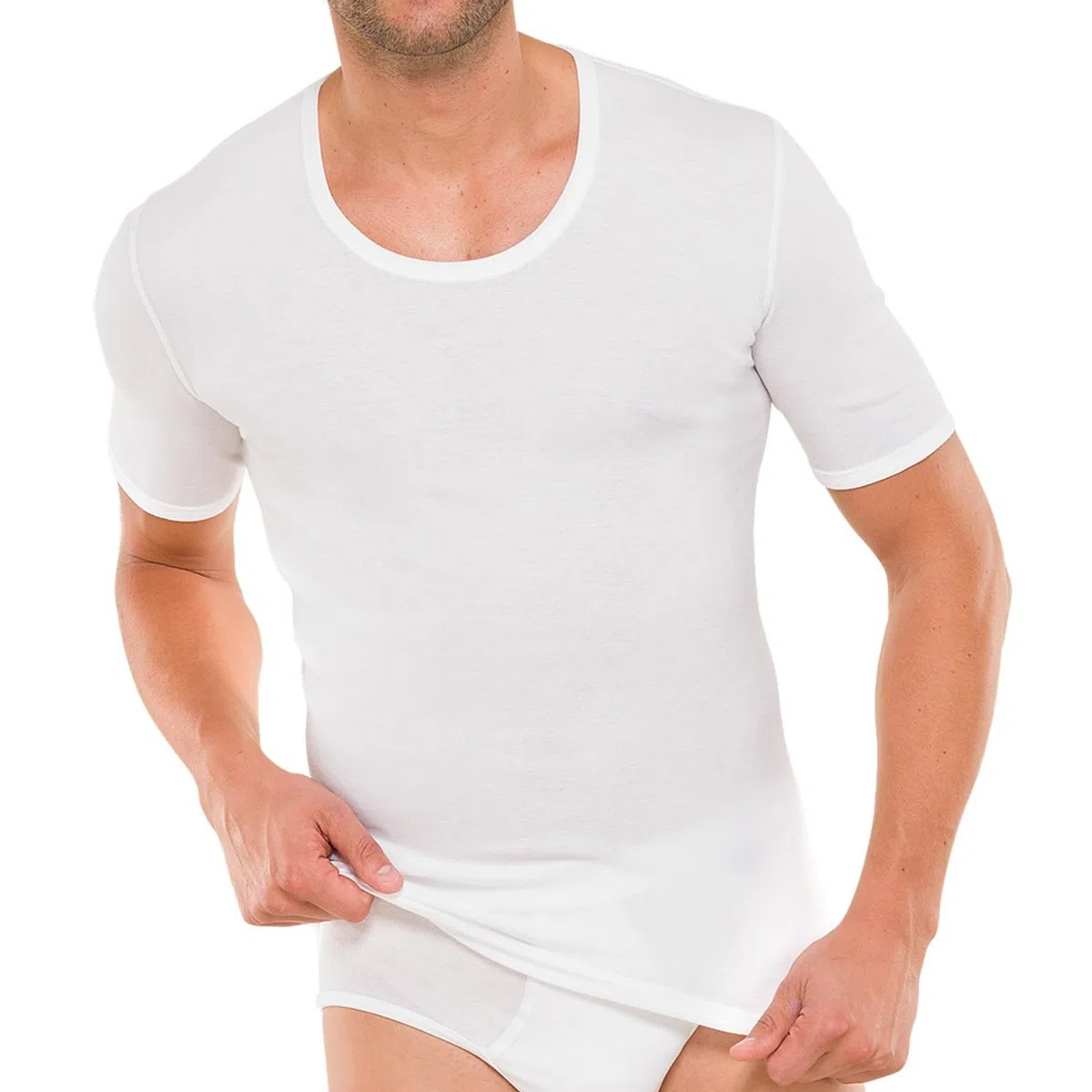 Schiesser Original Classics Feinripp T-Shirt Rundhals Uni weiß 005122/100