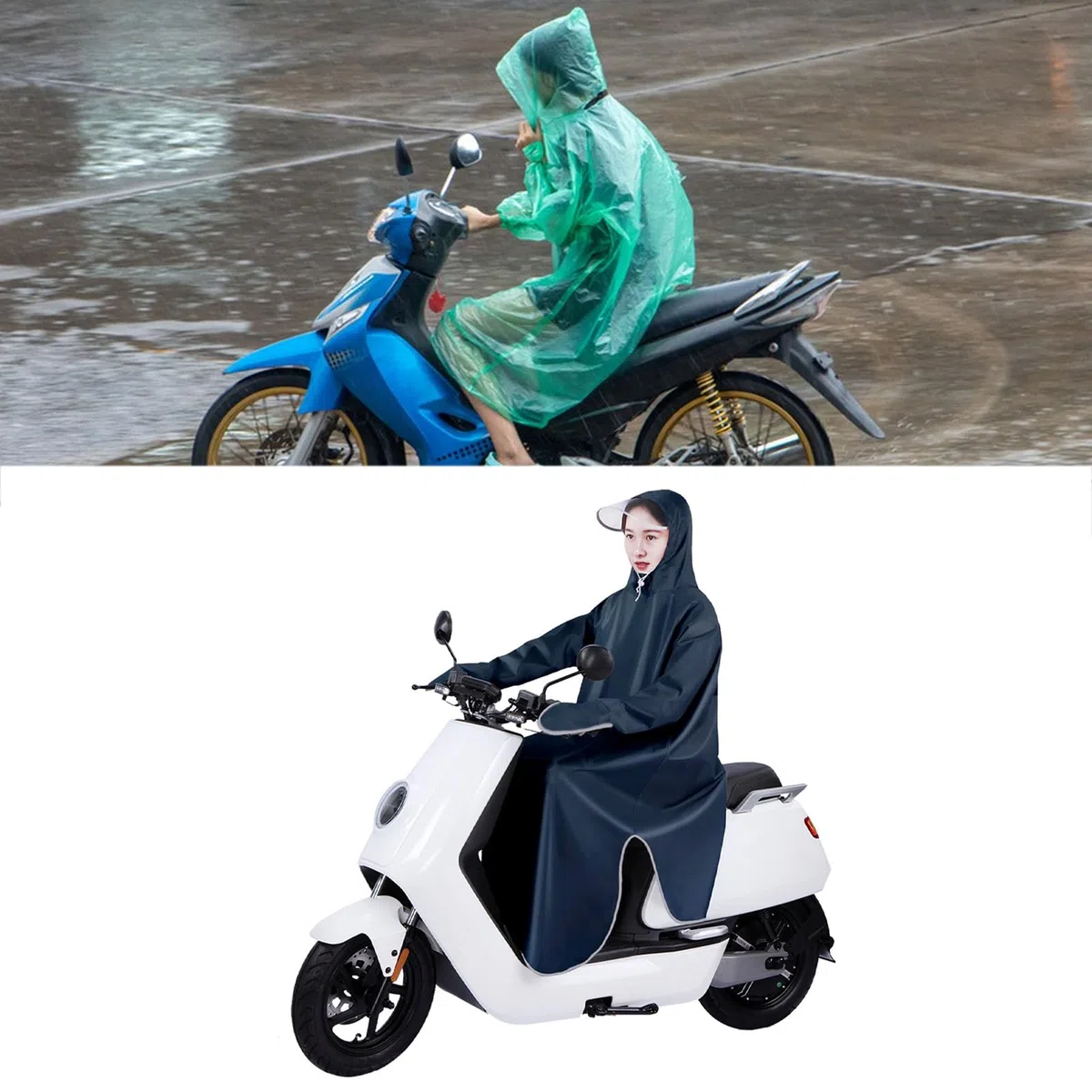 Wasserdichter Regenponcho mit Kapuze, Winddicht Schnelltrocknend Wiederverwendbarer Regenmantel aus Oxford Stoff Unisex Regencape für Fahrrad Elektromobil Camping Wandern für Damen Herren 5XL