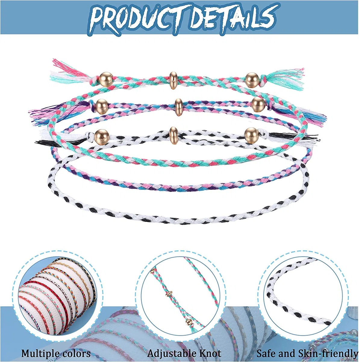 Adramata 35 Pcs Freundschaftsarmband für Damen Herren Verstellbar Gewebt Freundschaftsbänder Geflochtenes Schnurarmband Bunt Handgefertigt Seil Freundschaft Armband Set Sommer Strand Boho Armbänder