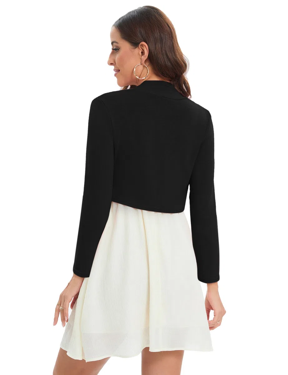 Bolero Damen Festlich Langarm Ärmel Elegant Strickjacke Kurz Cardigan Bolerojacke Open Front Shrug Oberteile