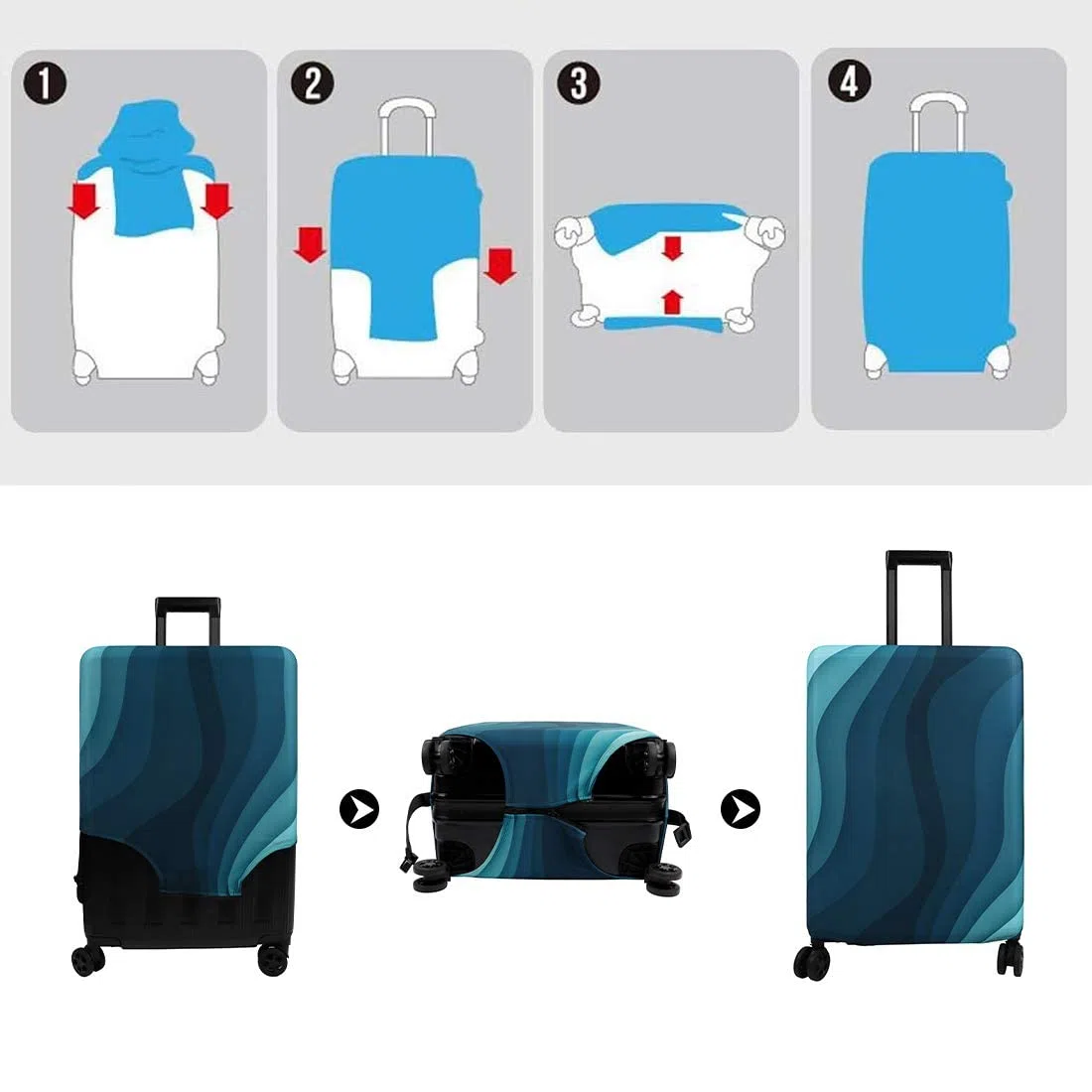 Kofferhülle, 18-32 Zoll, Bambuskohlefaser, Luggage Cover aus Polyester, transparent, Reisegepäck, Trolley Case Cover Protector