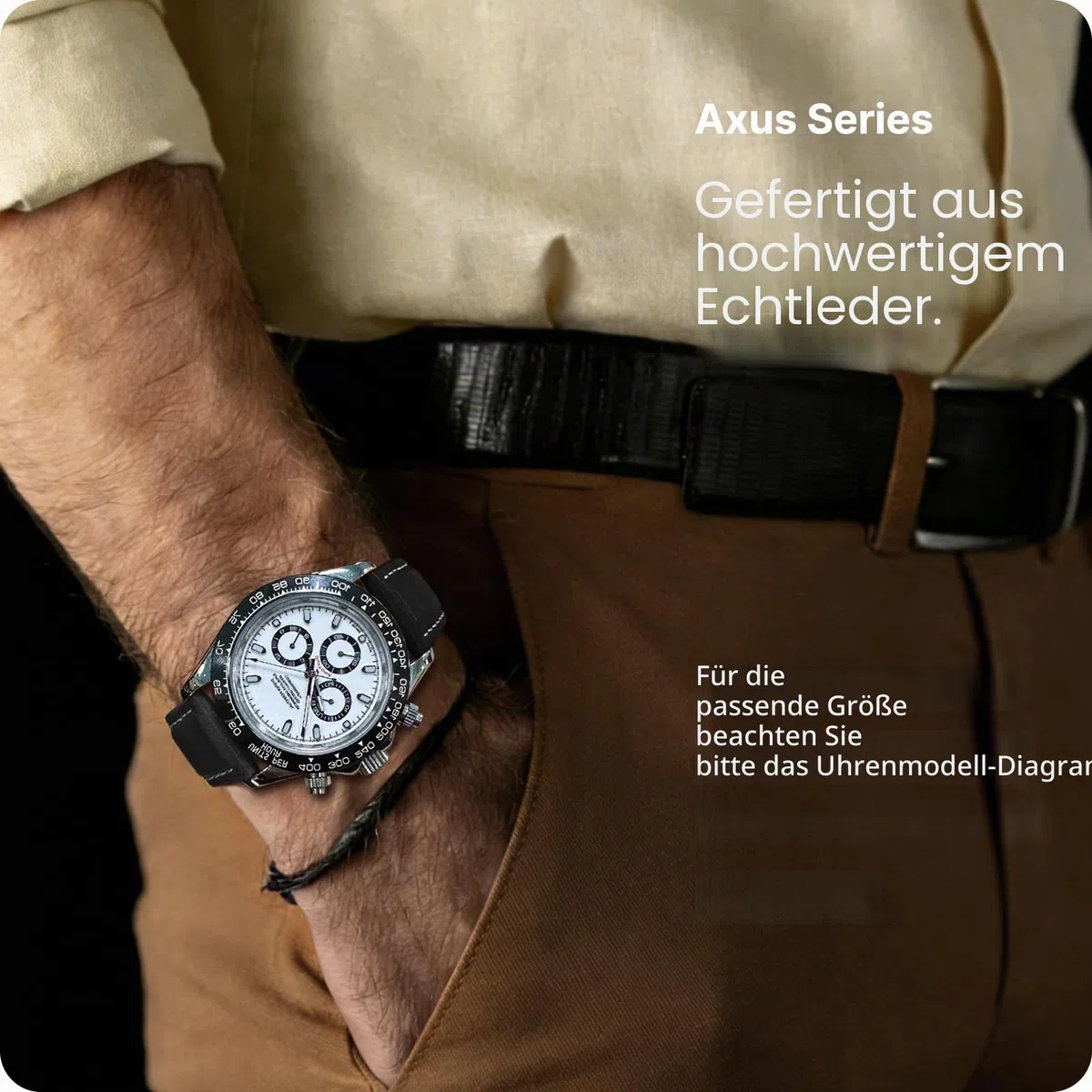 Fullmosa 12 Farben 22mm Uhrenarmband,12/14/16/18/19/20/24mm Vintage Lederarmband Ersatzrmbänder für Smartwatch und Universal-Uhr mit Edelstahl Schließe für Herren,22mm Uhrband Schwarz