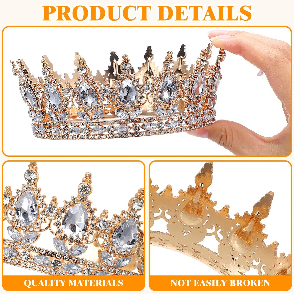 DOITOOL Königinnenkrone Für Frauen Strass-Hochzeitskronen Vintage-Kristall-Prinzessinnen-Tiara Für Single-Abende Abschlussfeiern Geburtstage Kostümpartys Haarschmuck