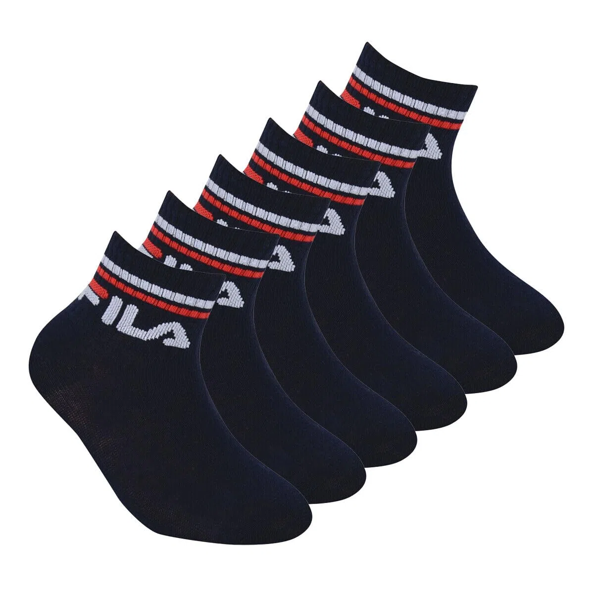 FILA 6 Paar Sportsocken für Kinder, aus Baumwolle, Größen 23 bis 34, verschiedene Farben