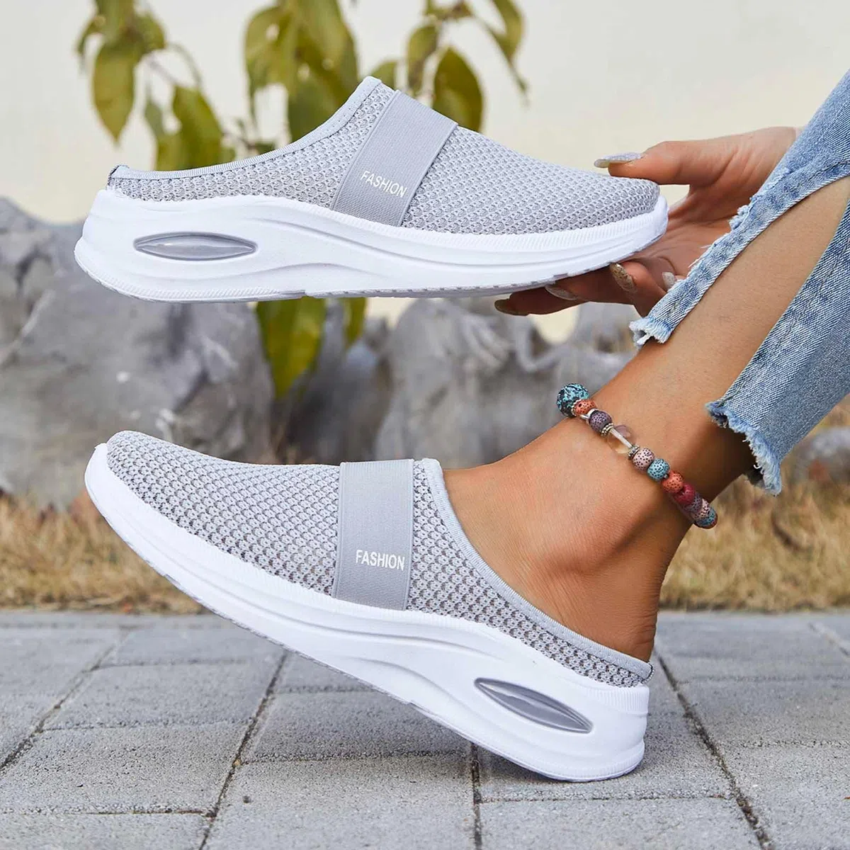 Clogs Damen Hausschuhe Orthopädische Schuhe Mesh Sommerschuhe Slip On rutschfest Pantoletten Gesundheitsschuhe Diabetiker Sandalen Gartenschuhe Pflege Schuhen Kochschuhe
