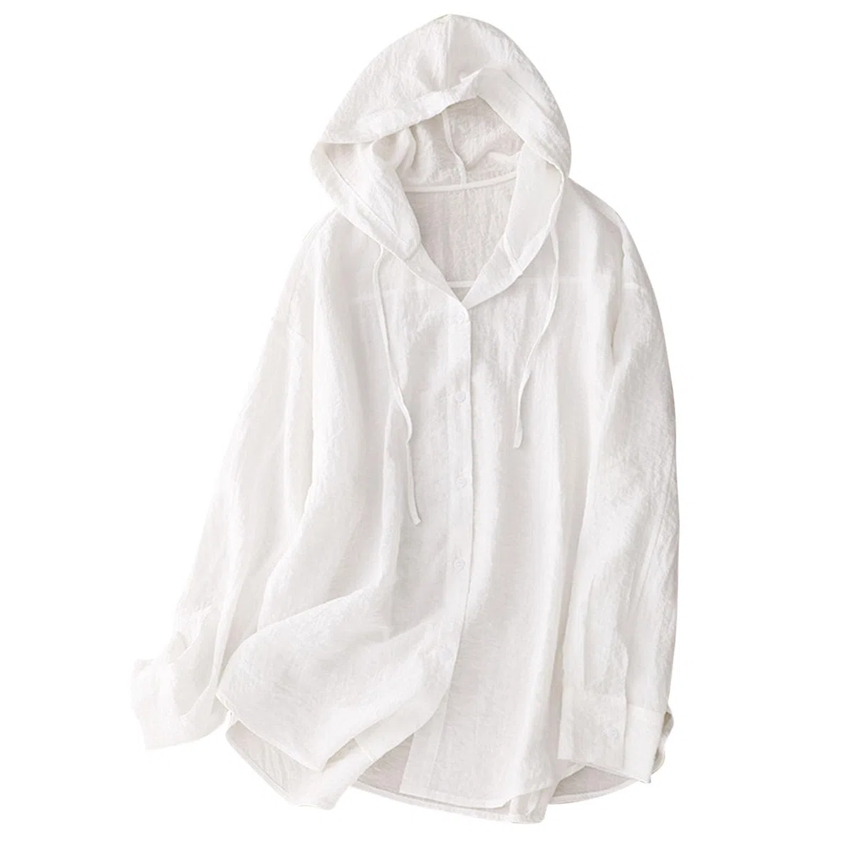 UV Schutz Bluse Damen Langarm – Leichte Sonnenschutz Leinenbluse mit Kapuze – Outdoor Knopfleiste Schnelltrocknend Oberteile