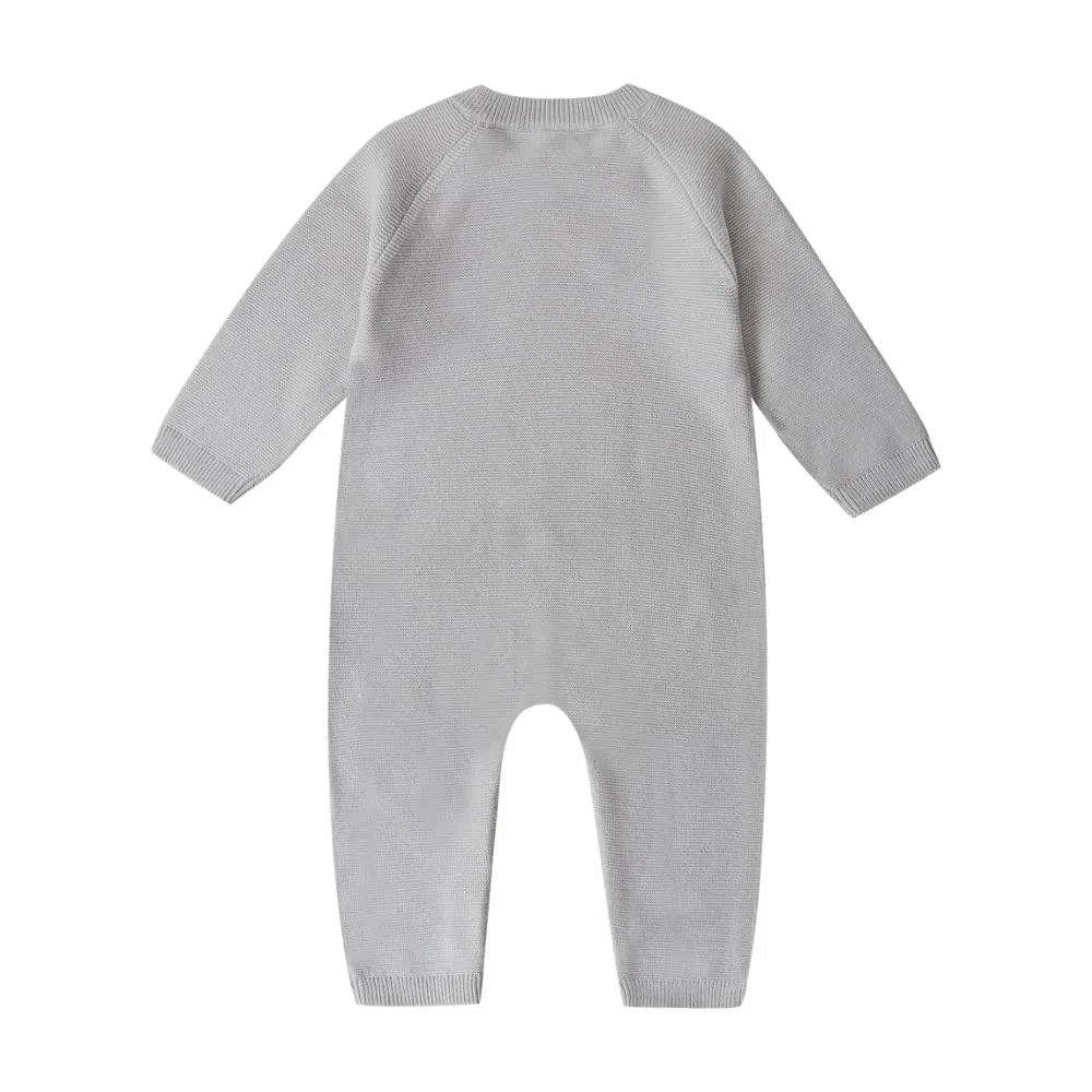 Stellou & friends Overall für Babys & Kleinkind, Woll-Anzug, Baby-Kleidung aus 100% Baumwolle, Winteroverall, Onepiece mit Knöpfen in Holz-Optik und schrägen Raglanärmeln, OEKO-TEX 100 zertifiziert