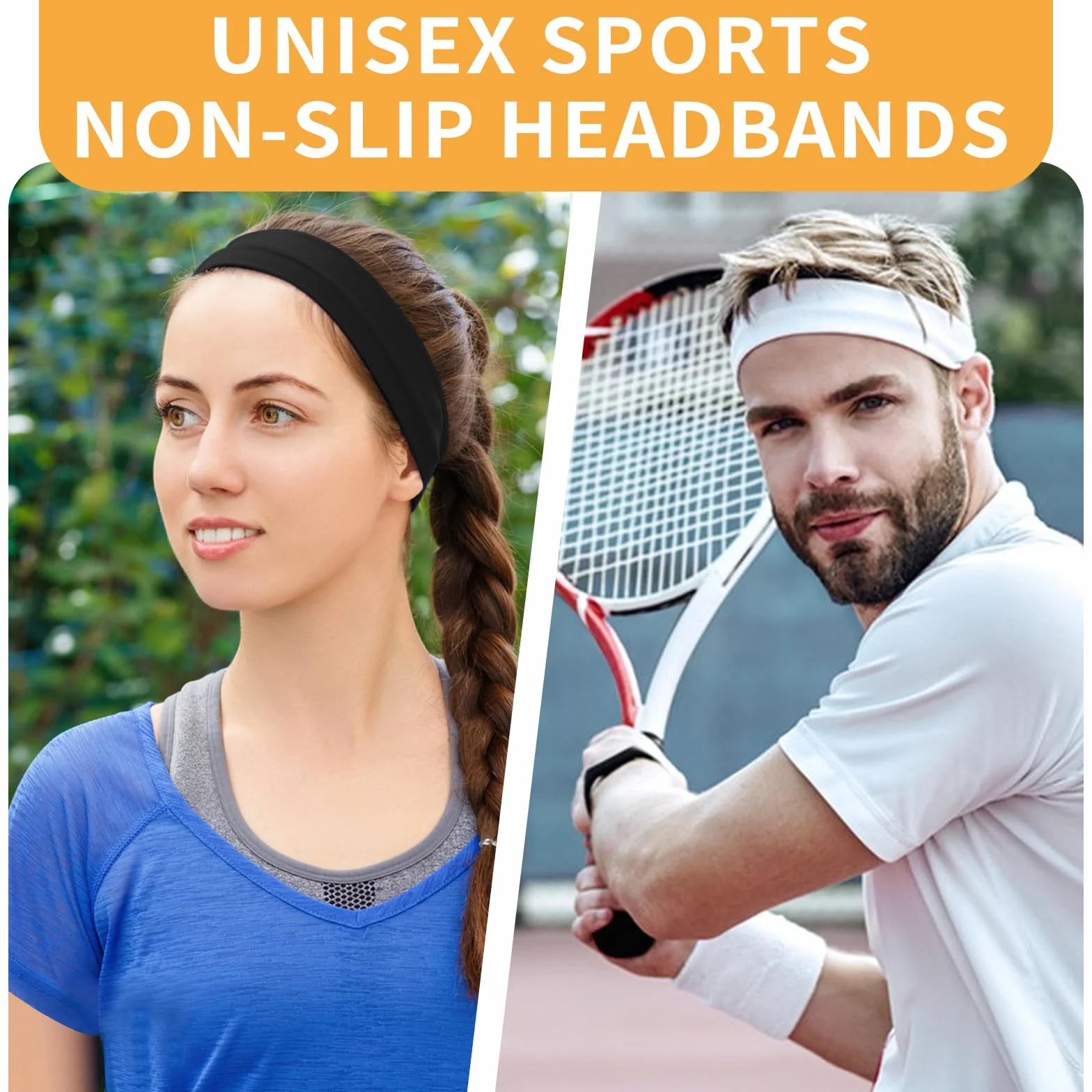 8 Stück Haarband Damen, Stirnband Sport, Schweißband Stirn, Elastische Haarbänder, Breites Haarband, Unisex Anti-Rutsch Stirnband für Laufen, Radfahren, Yoga und Fitness