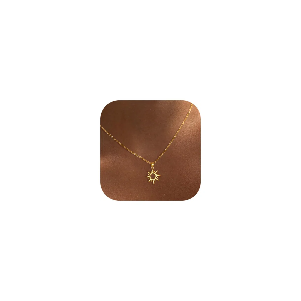 Tewiky Kette Sonne Damen - 14K Gold Vergoldet/Silber Layering Halskette mit Sun Anhänger Kette mit für Frauen Mädchen Wasserfeste Mädchen Geschenke