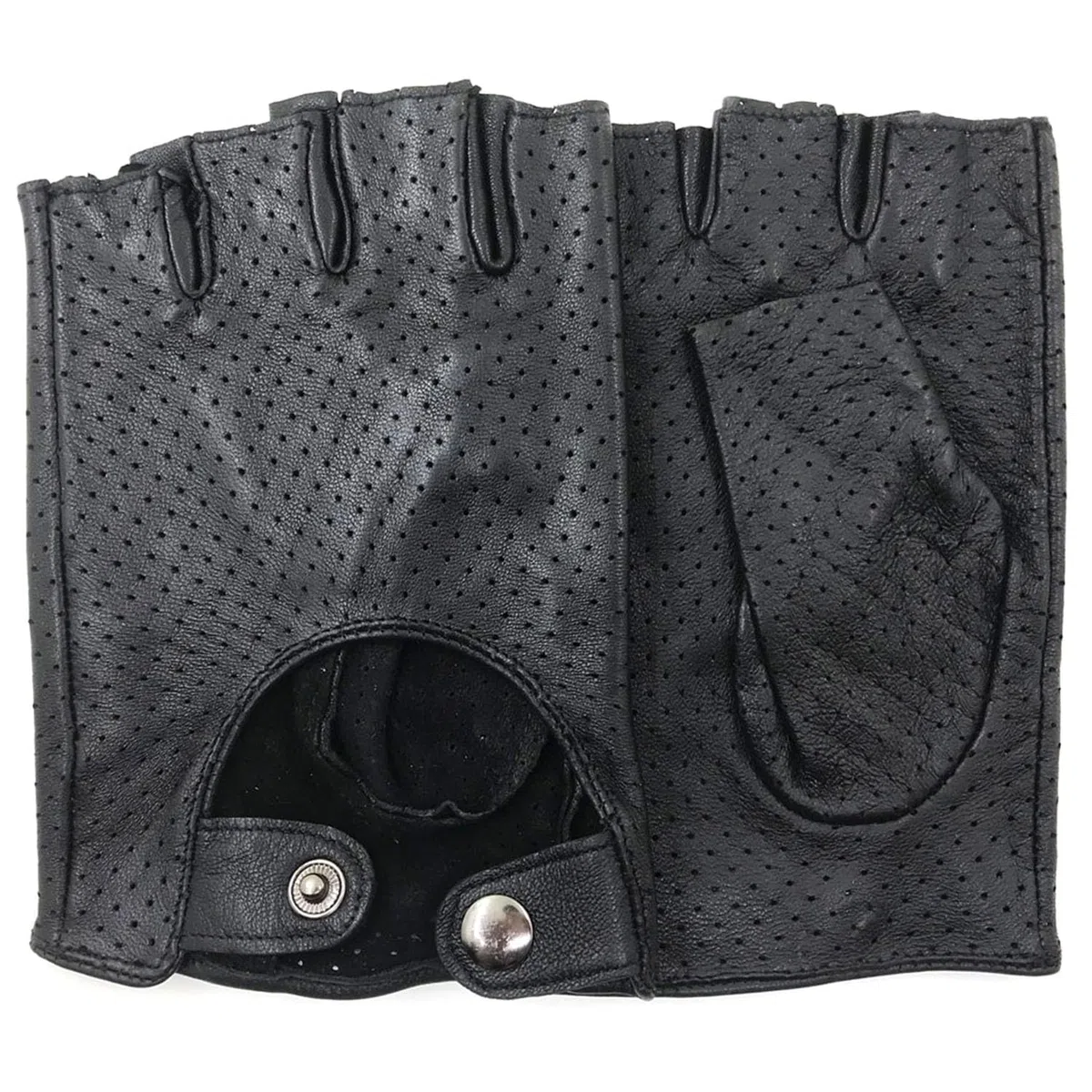 Herren-Lederhandschuhe Vollmaschige Fingerlose Halbfinger-Fahrhandschuhe