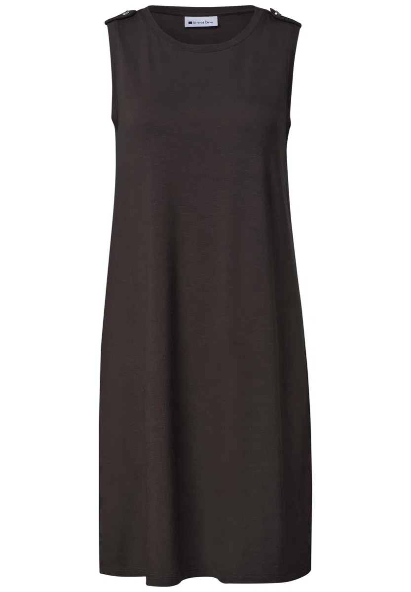 Street One Damen 1409456 Knielanges Kleid mit Rundhals und Knopfdetail (1er Pack)