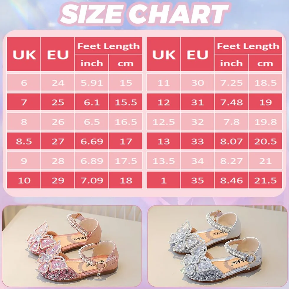 Mädchen Mary Jane Glitzer Prinzessin Schuhe Karneval Party Hochzeit Kinder Party Halbschuhe Flache Schuhe für Weihnachten Geburtstag Schulschuh Silber EU33